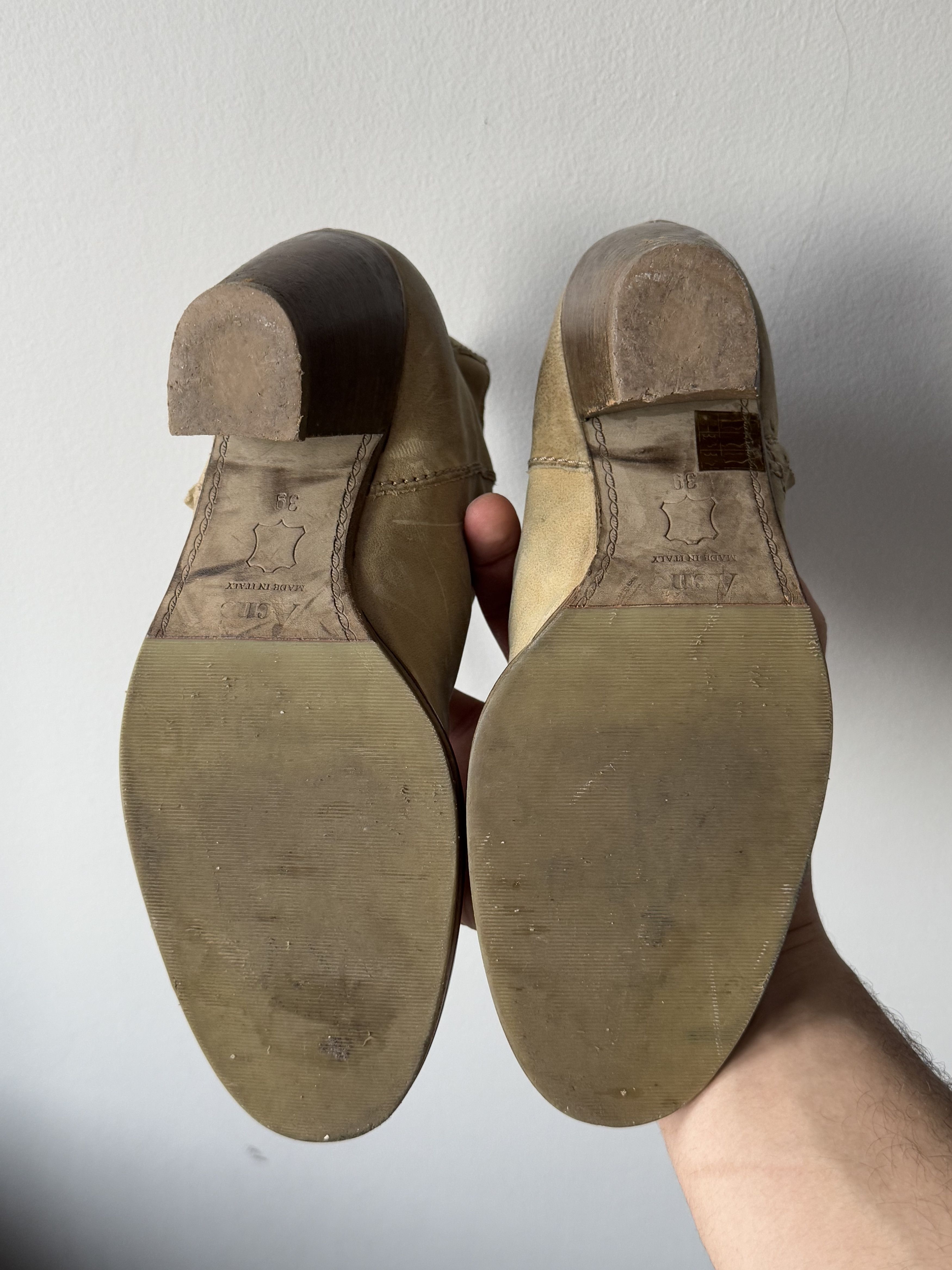 Acne Studios Acne Studios Pistol Taupe Beige Side Zip Ankle Heel Boots Size US 9 / IT 39 - 9 Thumbnail