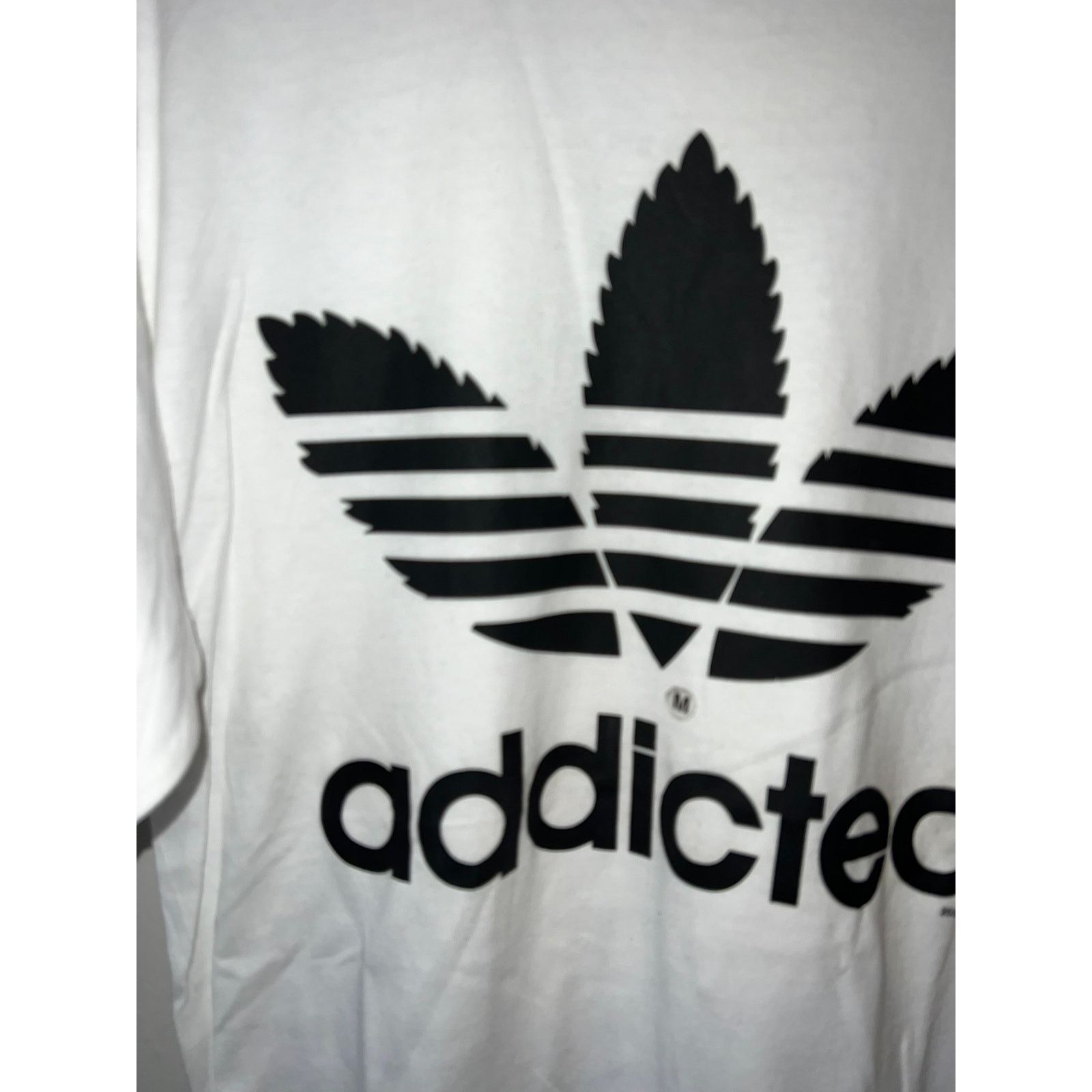 Gildan Y2K Addicted Adidas Weed Marijuana Smoke White Shirt 2000s M Size US M / EU 48-50 / 2 - 2 Thumbnail