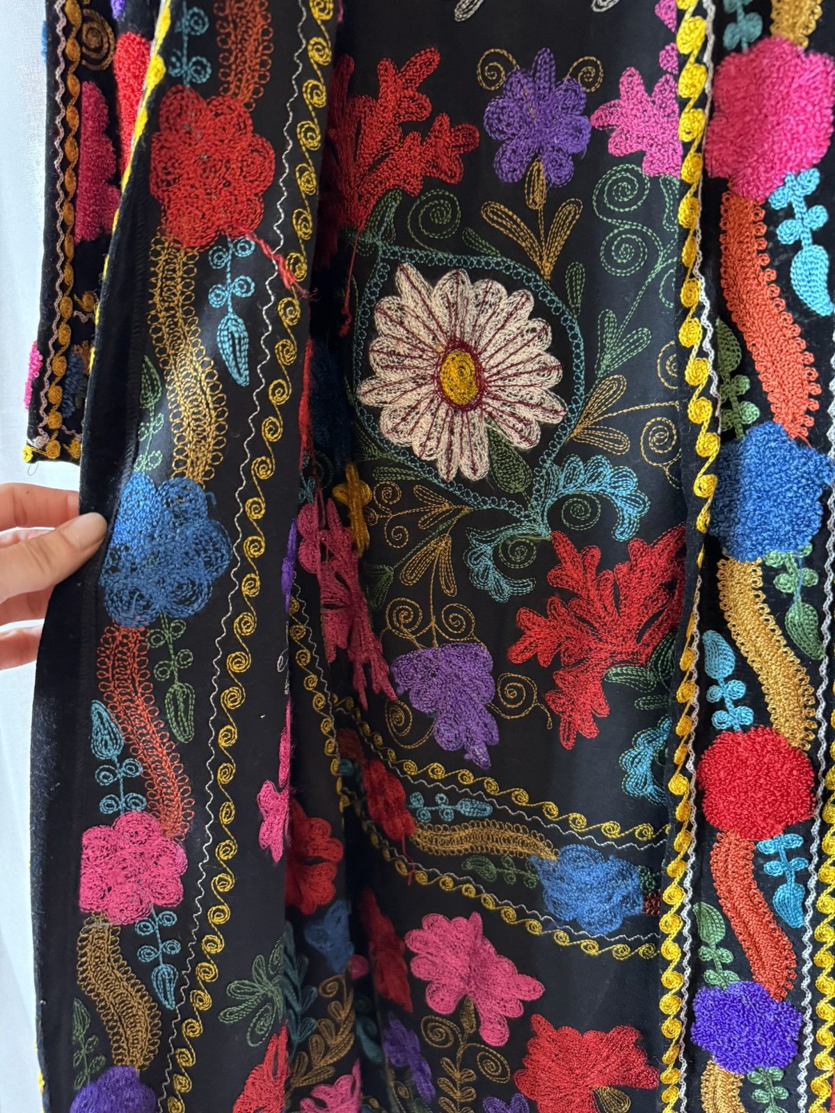 Handmade Turkish Handmade Floral Embroidered Full Length Kaftan Size ONE SIZE - 22 Thumbnail