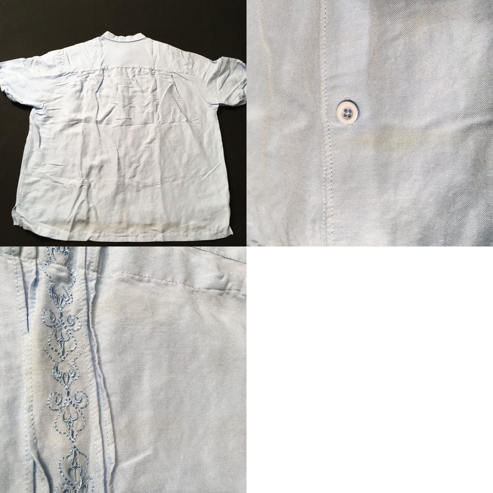 Cubavera Cubavera Blue Floral Embroidered Short Sleeve Button Up Shirt XL Men Size US XL / EU 56 / 4 - 8 Thumbnail
