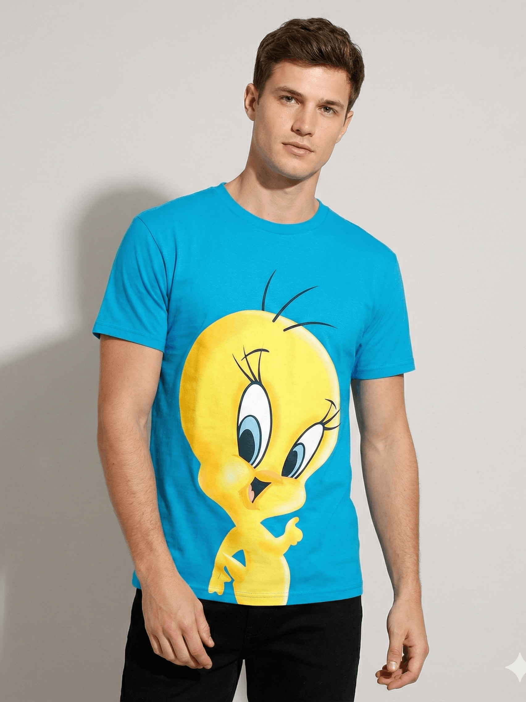 Vintage ​VINTAGE 90s Looney Tunes Tweety Bird Blue T-Shirt Size US L / EU 52-54 / 3 - 1 Thumbnail