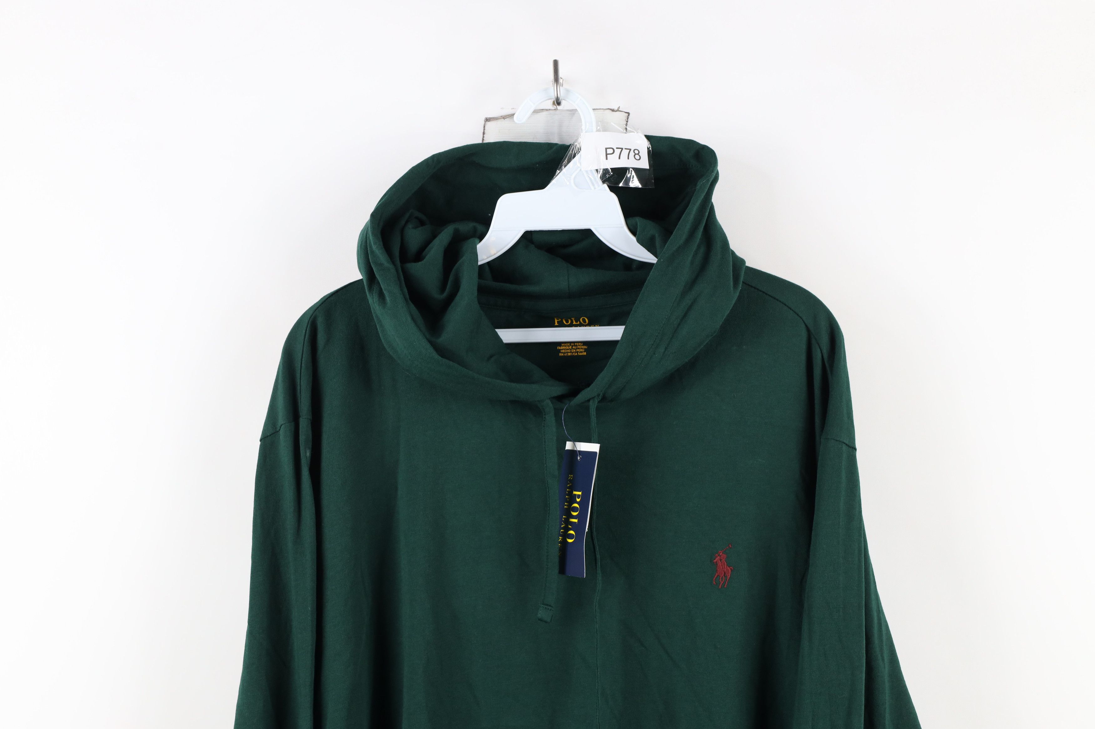 Ralph Lauren × Vintage New Ralph Lauren Long Sleeve Hoodie Hooded T-Shirt Green Size US XL / EU 56 / 4 - 2 Thumbnail
