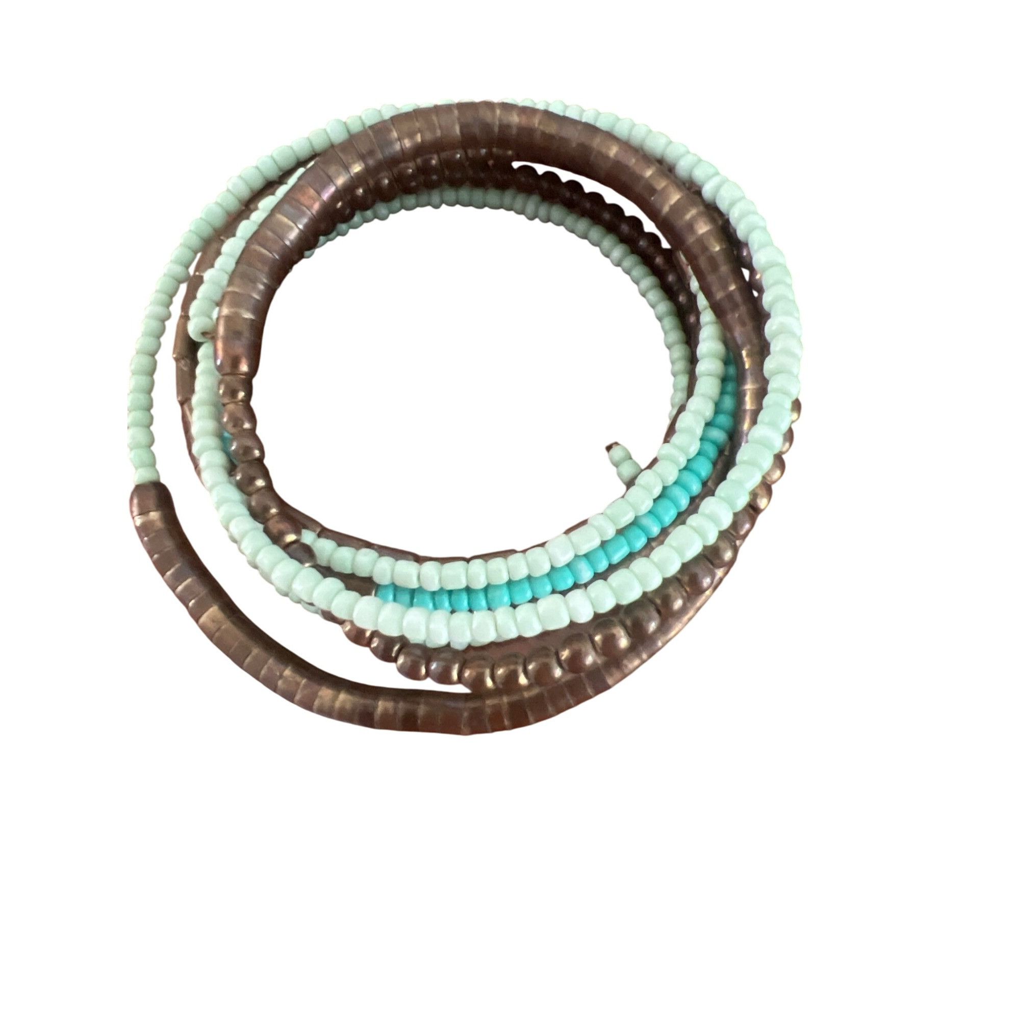 Other Memory Wire Cuff Bracelet Antique Brass Turquoise Color Boho Size ONE SIZE - 3 Thumbnail