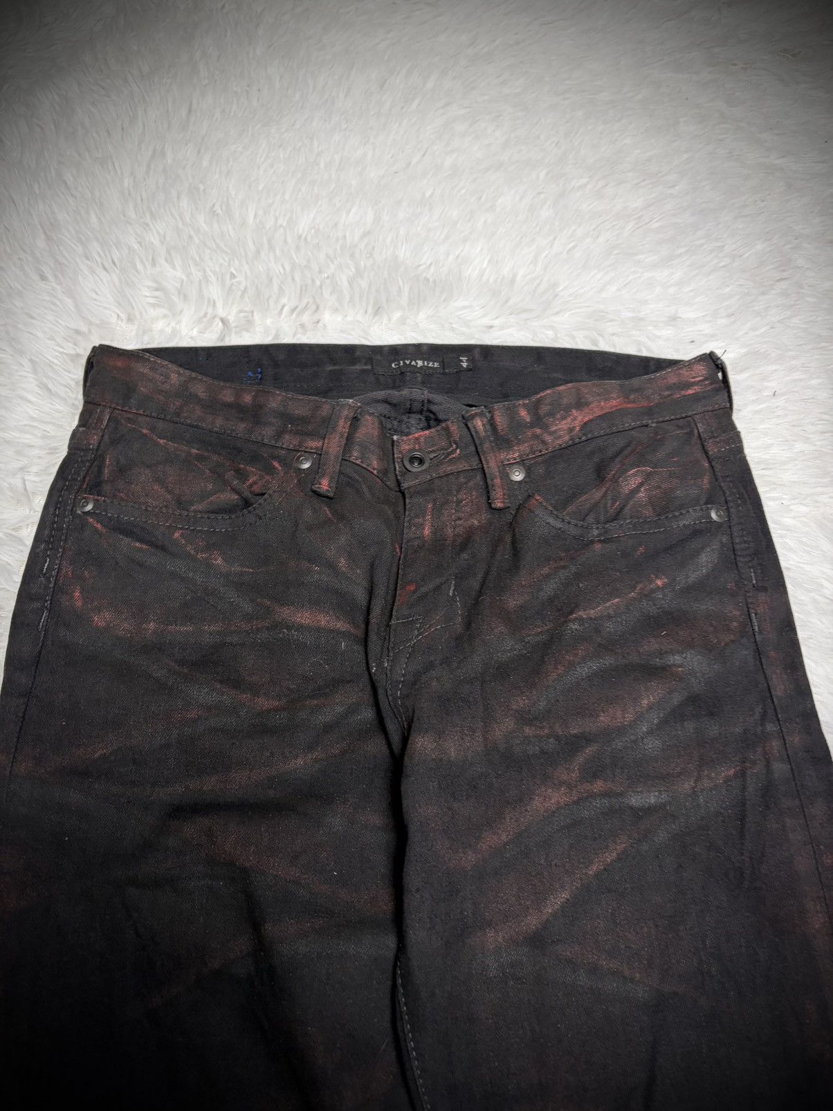 If Six Was Nine Rare Civarize waxed luster flared jeans Size US 31 - 4 Thumbnail