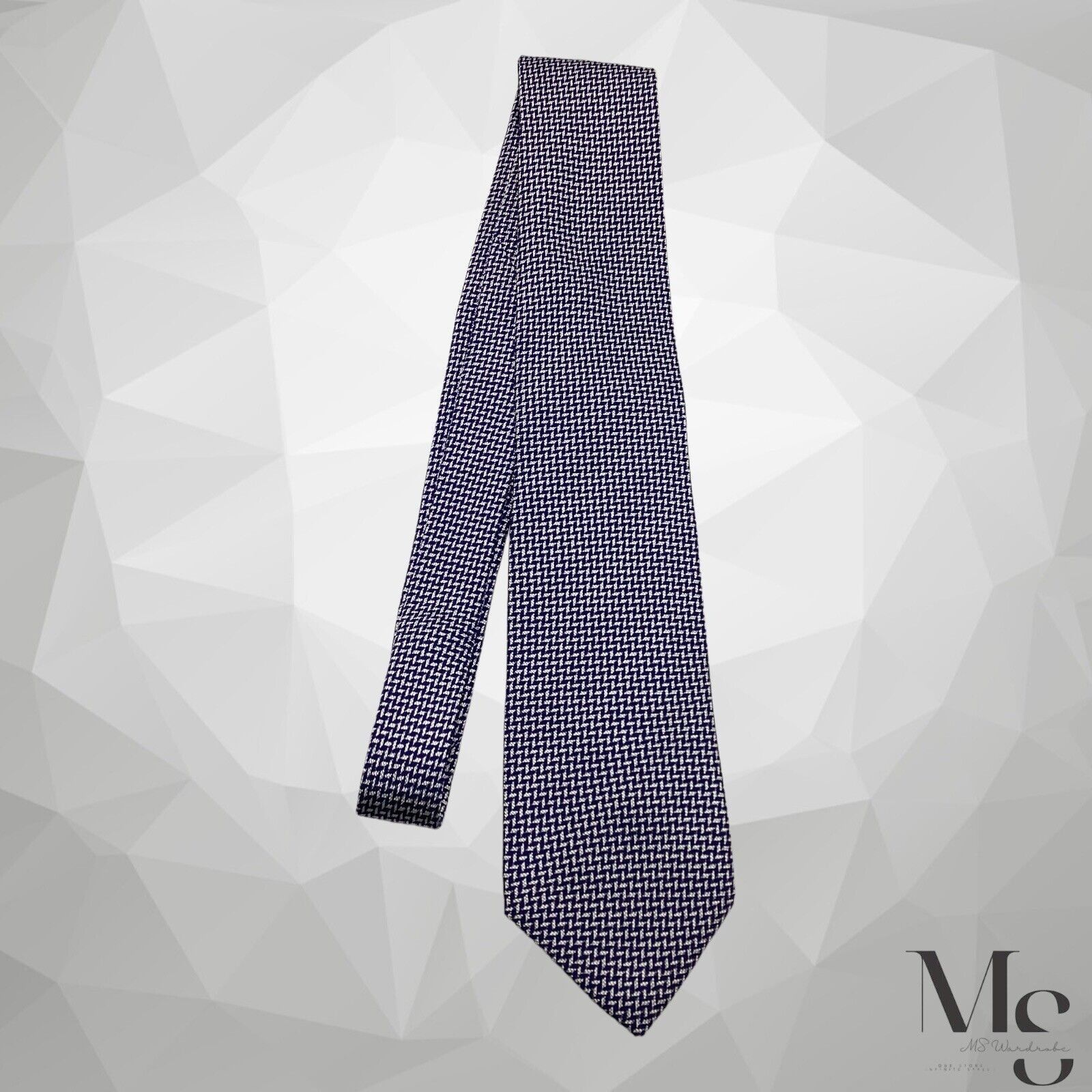 Boggi BOGGI MILANO XL Blue Geometric 3D Luxury Silk Tie Italy W: 3 Size ONE SIZE - 5 Thumbnail