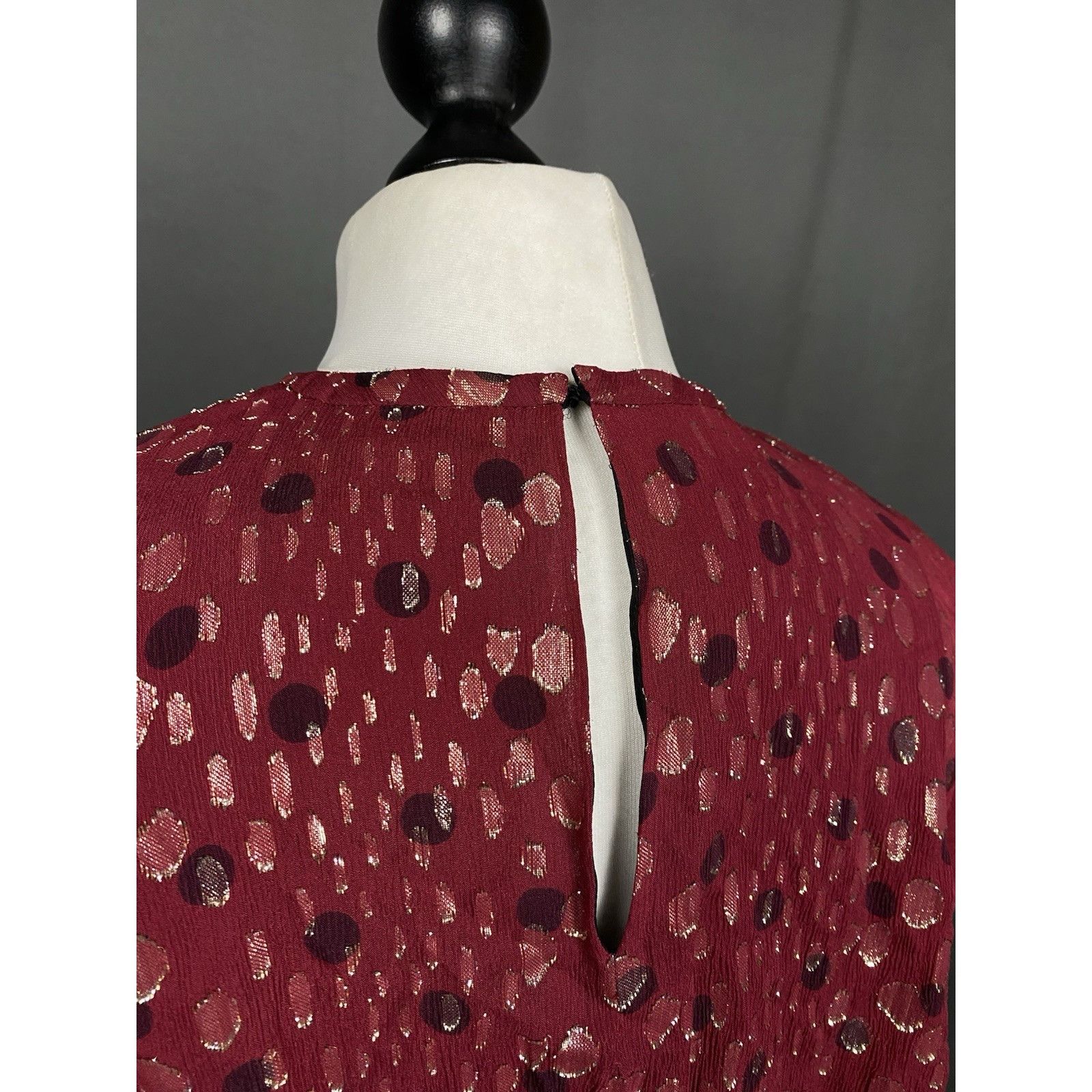Saint Laurent Paris Saint Laurent Recent Polka Dot Women's Purple Red Silk Tiere Size M / US 6-8 / IT 42-44 - 10 Thumbnail
