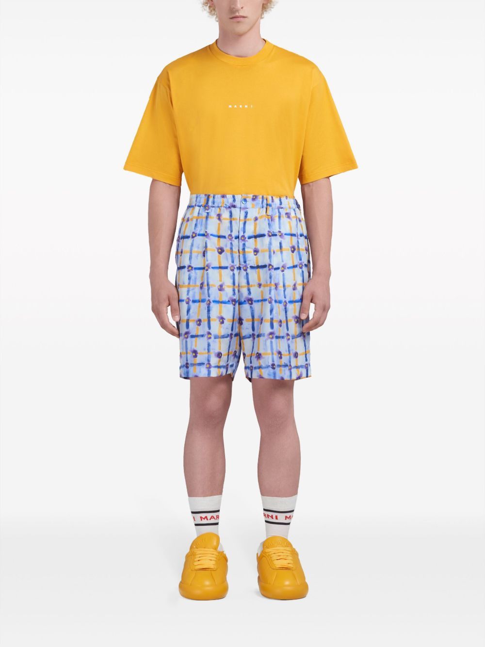 Marni o1w1db10125 Abstract-Print Silk Bermuda Shorts in Multicolor Size US 34 / EU 50 - 3 Thumbnail
