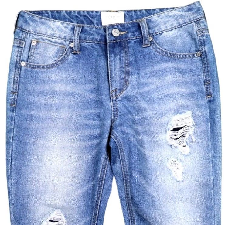Vintage CELEBRITY PINK Women's Blue Distressed Denim Jeans Straight Leg Size 27 Size 27" / US 4 / IT 40 - 3 Thumbnail