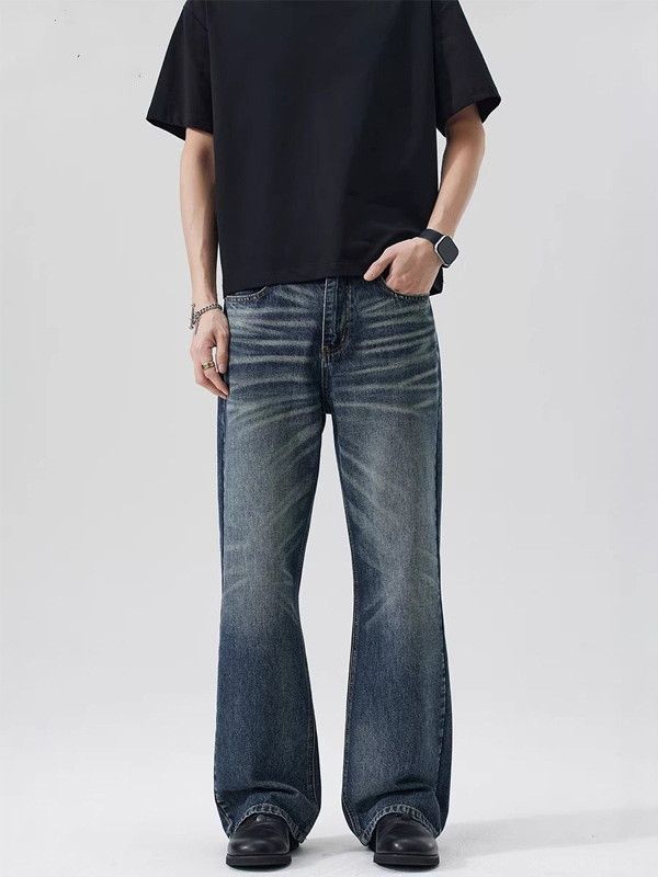 Vintage Men's washed distressed whiskered loose flared jeans Size US 32 / EU 48 - 1 Thumbnail