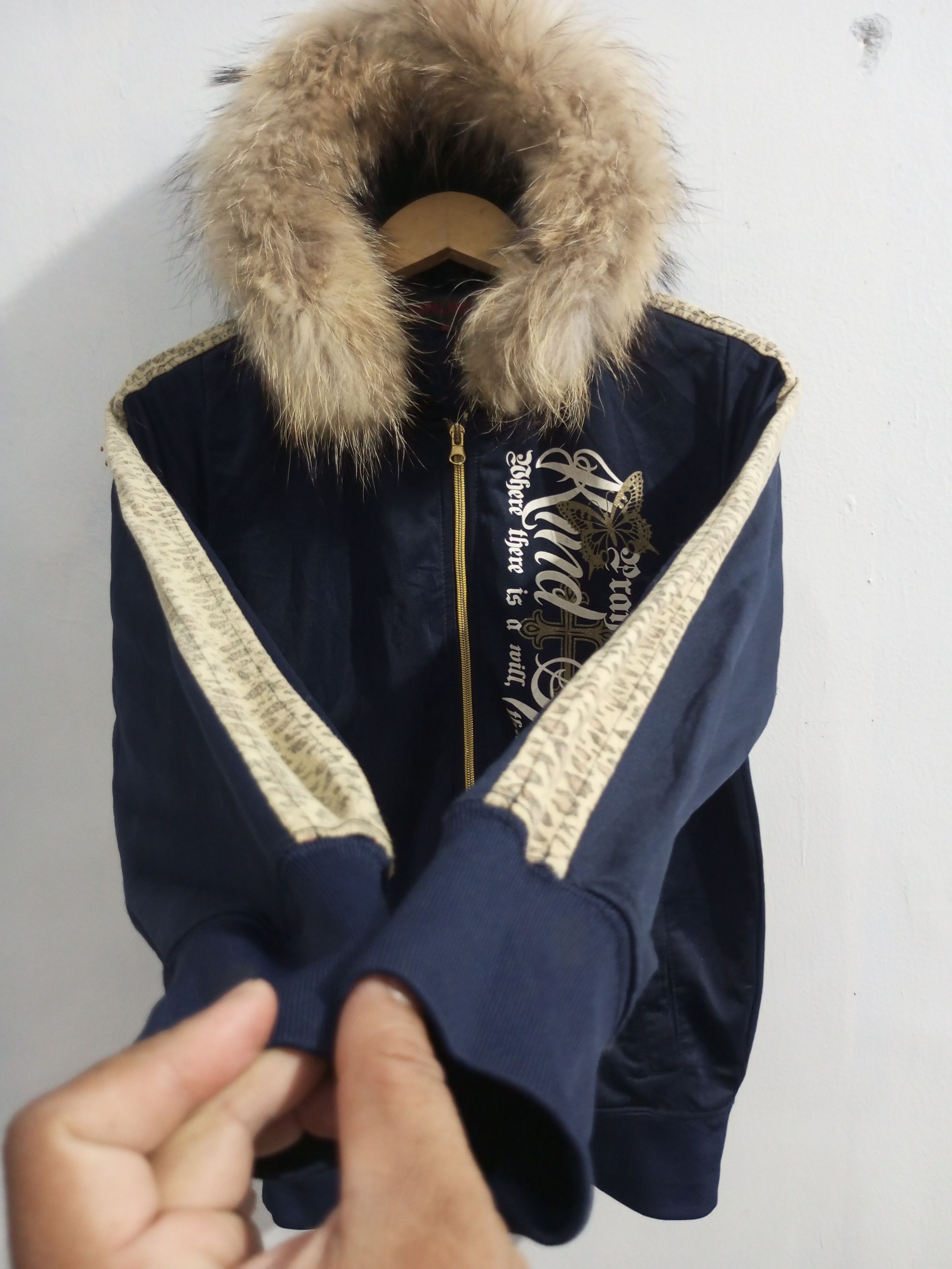 If Six Was Nine × Japanese Brand × Le Grande Bleu (L.G.B.) Vintage capalanca poem cross leopard fur hoodie Size US M / EU 48-50 / 2 - 3 Thumbnail