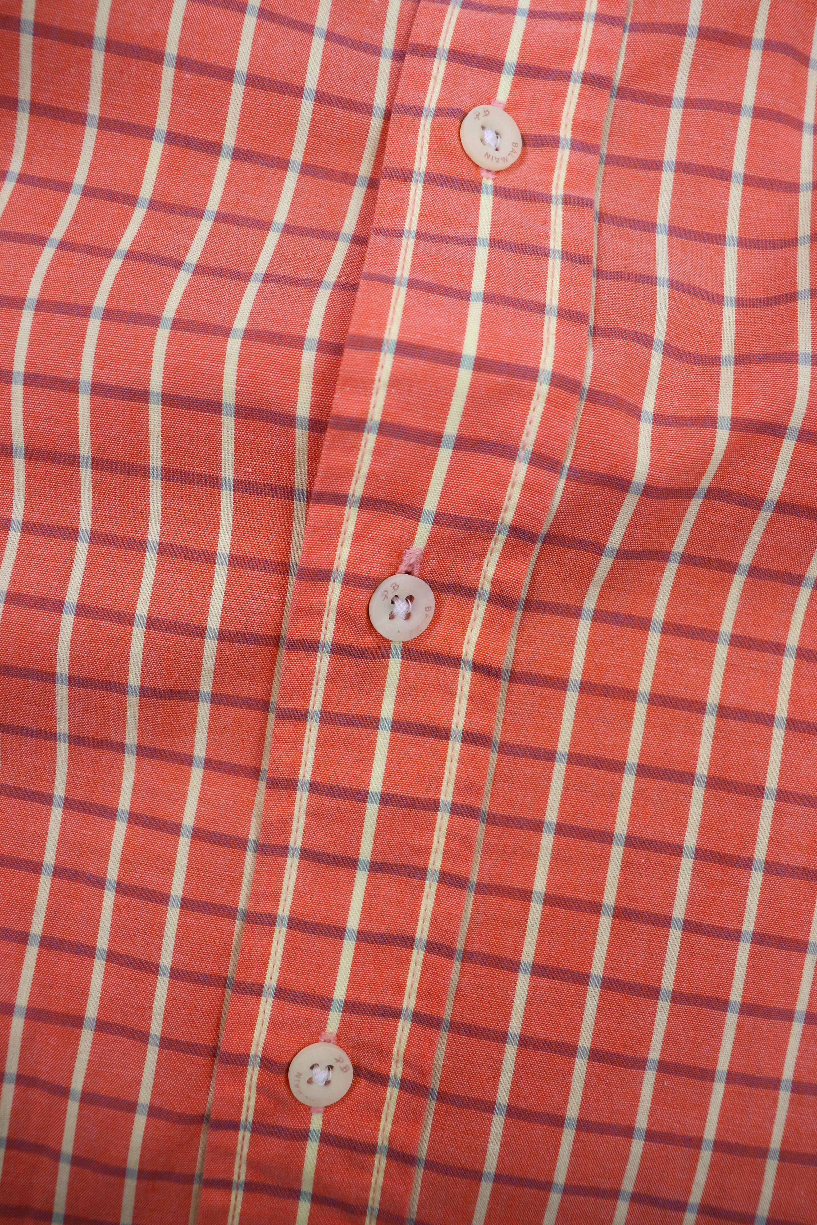 Pierre Balmain Pierre Balmain Vintage 90s Checkered Light Orange LS Shirt Size US M / EU 48-50 / 2 - 7 Thumbnail