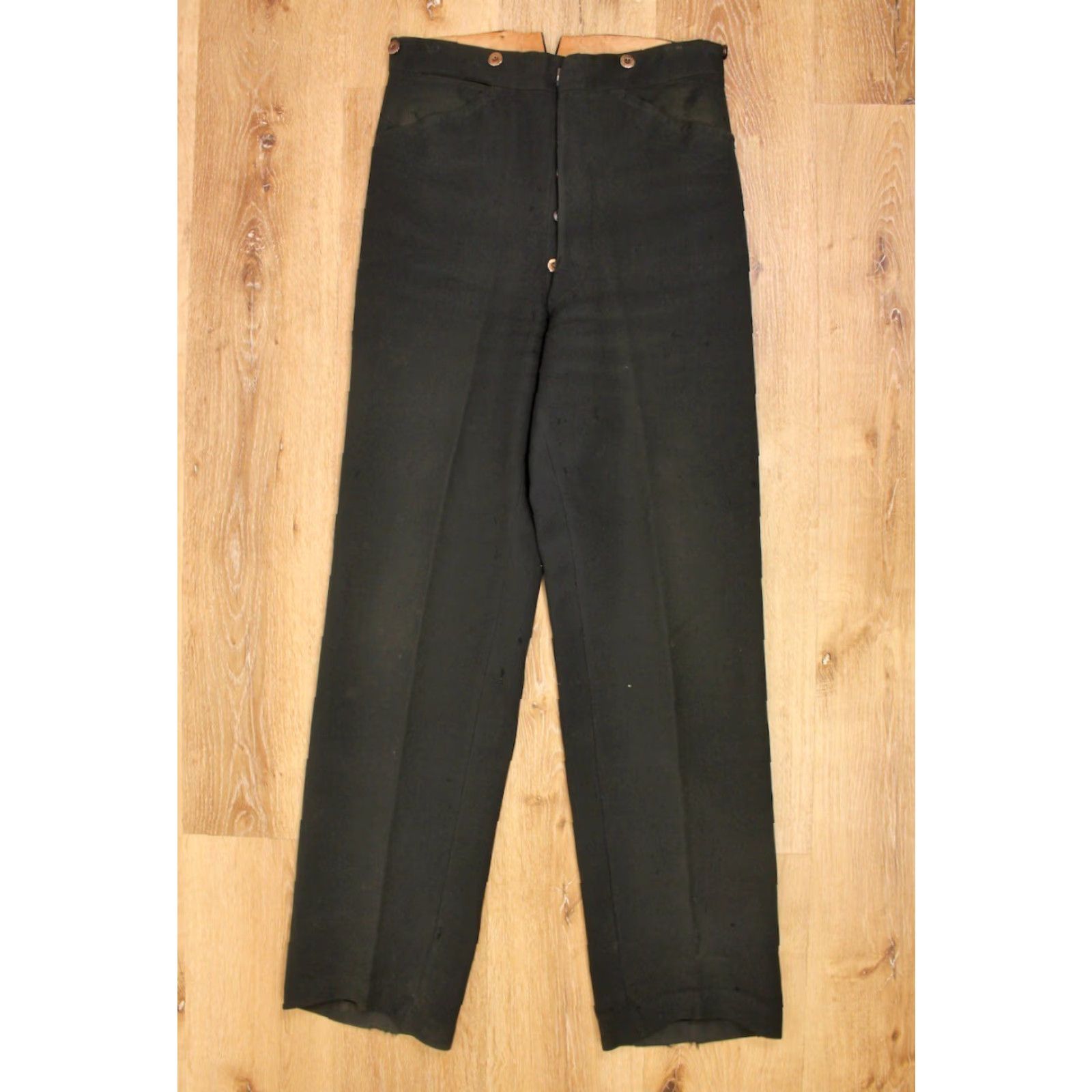 Vintage VINTAGE Men's VTG Early 1900s Buckleback Dark Green Wool Pants 32x33 Edwardian Wool Mens Size US 32 / EU 48 - 2 Thumbnail