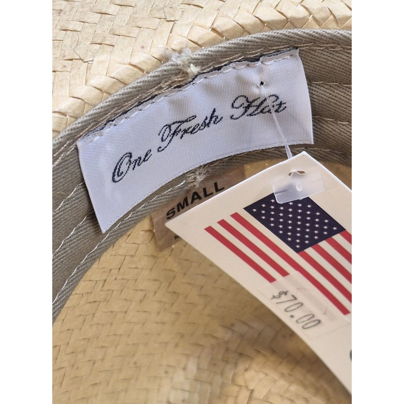 Vintage One Fresh Hats Fedora Hat 6 1/2 Beige Straw Lined Mens Summer Made in USA Size ONE SIZE - 5 Thumbnail