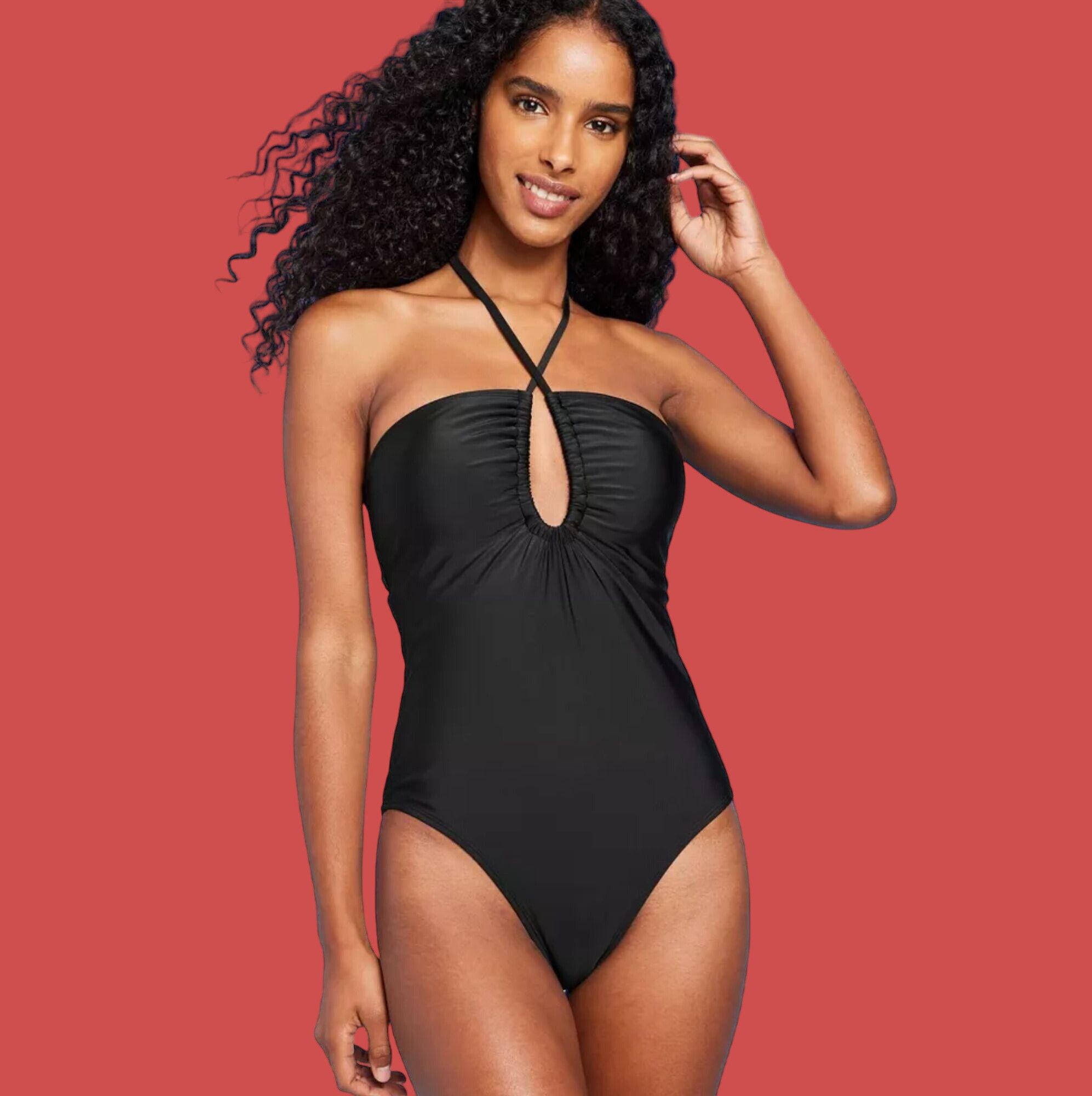 Other Shade & Shore- Women's Halter Keyhole Bandeau One Piece Swim Size ONE SIZE - 1 Thumbnail