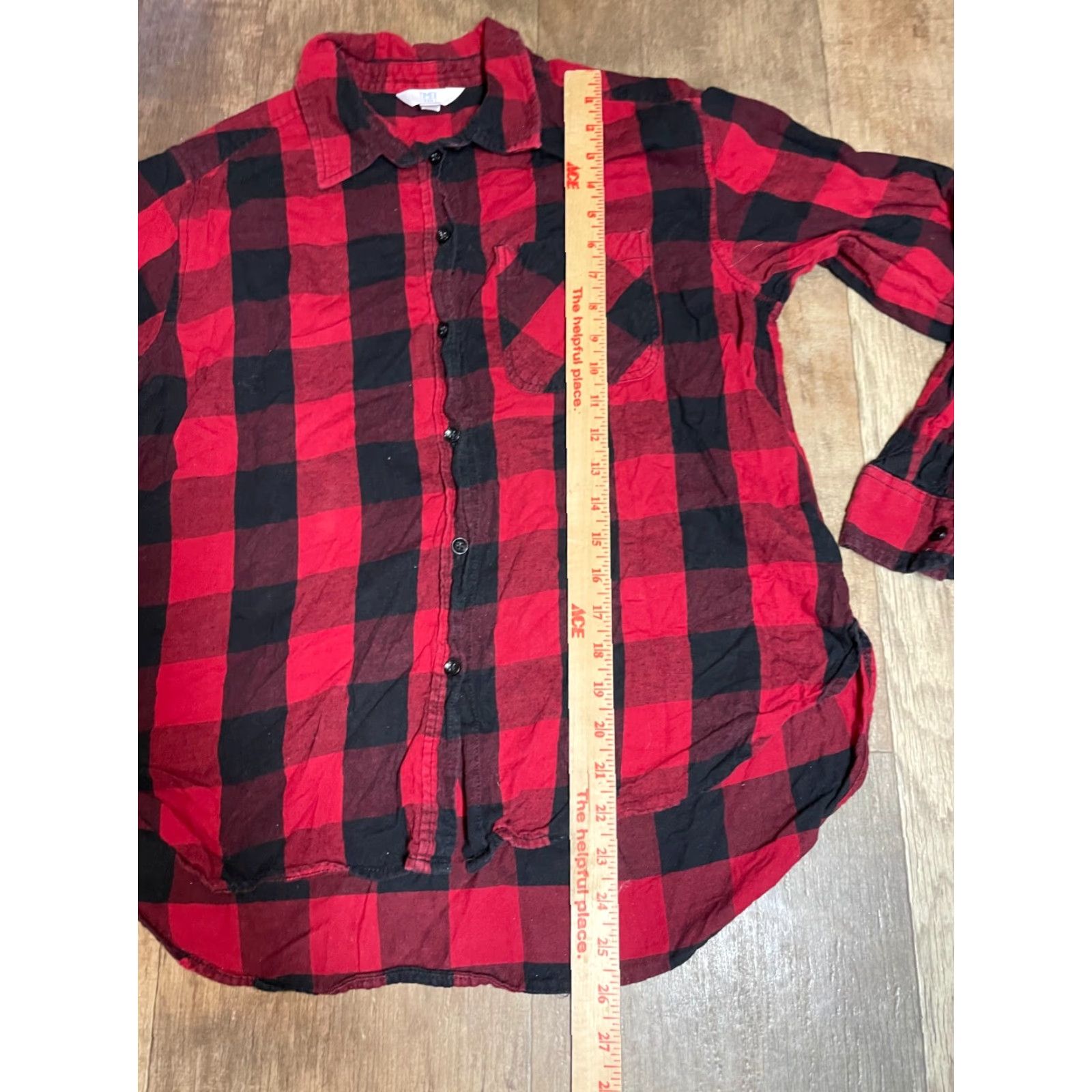Vintage Time And True Button Up Shirt Womens M Red Plaid Long Sleeve Top Size M / US 6-8 / IT 42-44 - 3 Thumbnail