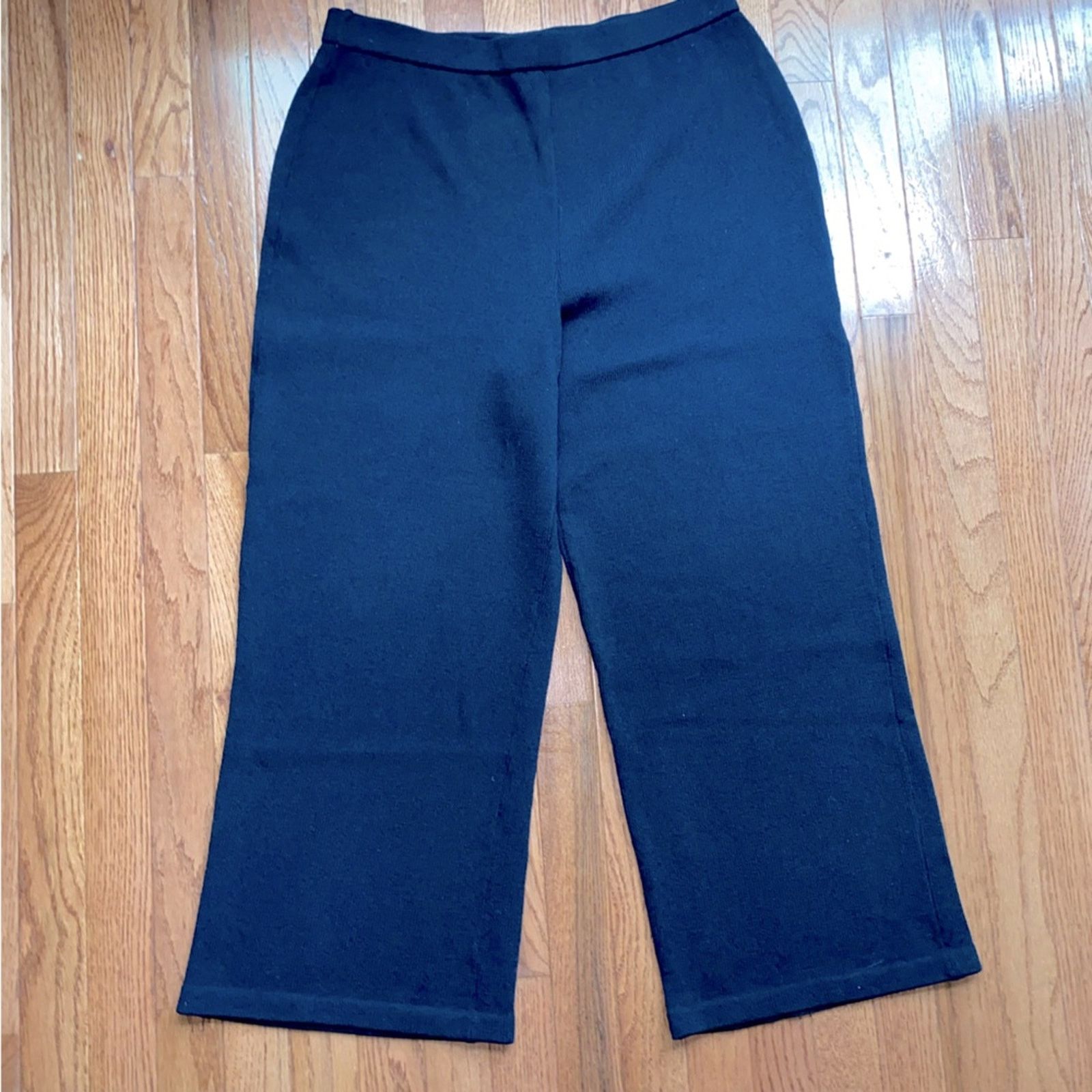 St. John St John Collection Womens Blk Santana Wide Leg Knit Pant 14 Size 36" / US 14 / IT 50 - 2 Thumbnail