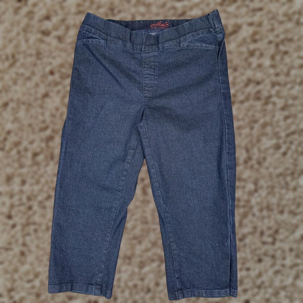 Vintage Chic Classic Collection Capri Jeans Womens 12 Blue Dark Wash Stretch 32x20 Dark Indigo Blue Regular Summer Spring Women's Jeans Capri Size 34" / US 12 / IT 48 - 1 Thumbnail