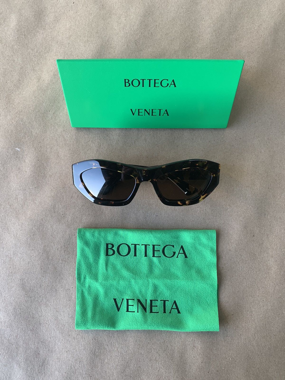 image of Bottega Veneta Angle Hexagonal Sunglasses in Tortoise, Men's
