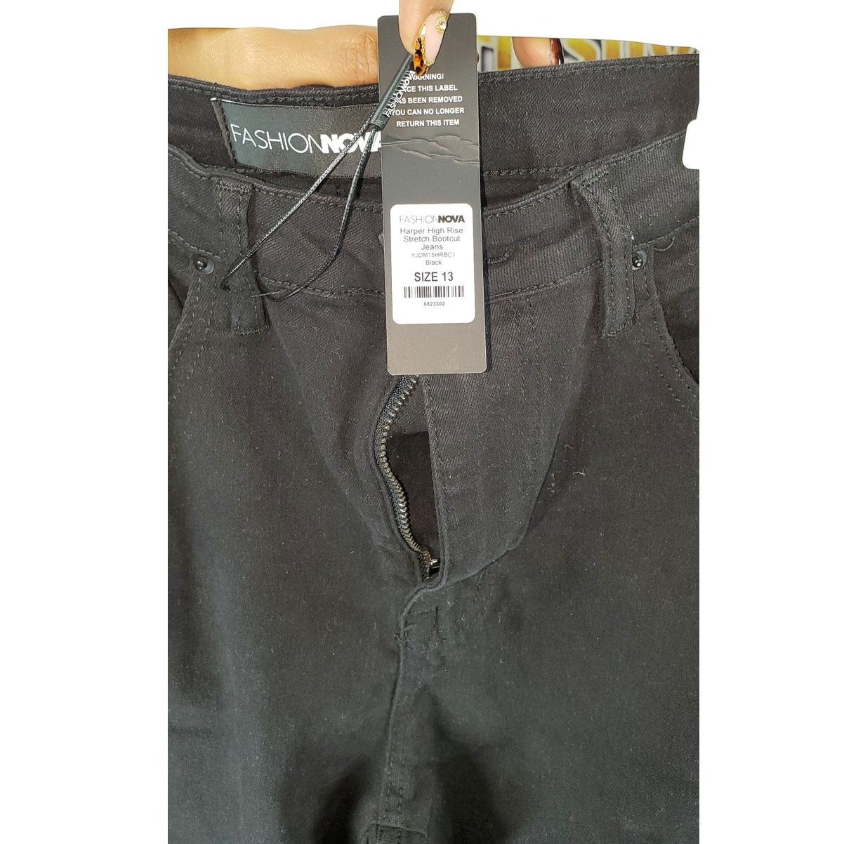 Other Fashion Nova High Rise Stretch Bootcut Jeans Black Size 13 Size 34" / US 12 / IT 48 - 4 Thumbnail