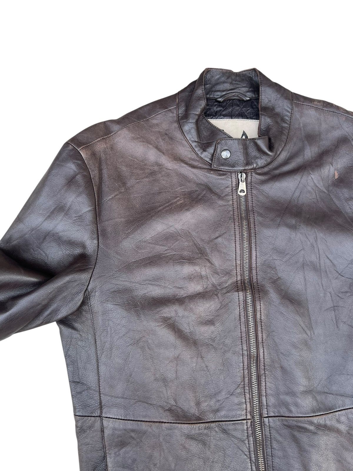 Emporio Armani Vintage Emporio Armani Faded Patina Leather Racer Jacket Size US M / EU 48-50 / 2 - 6 Thumbnail