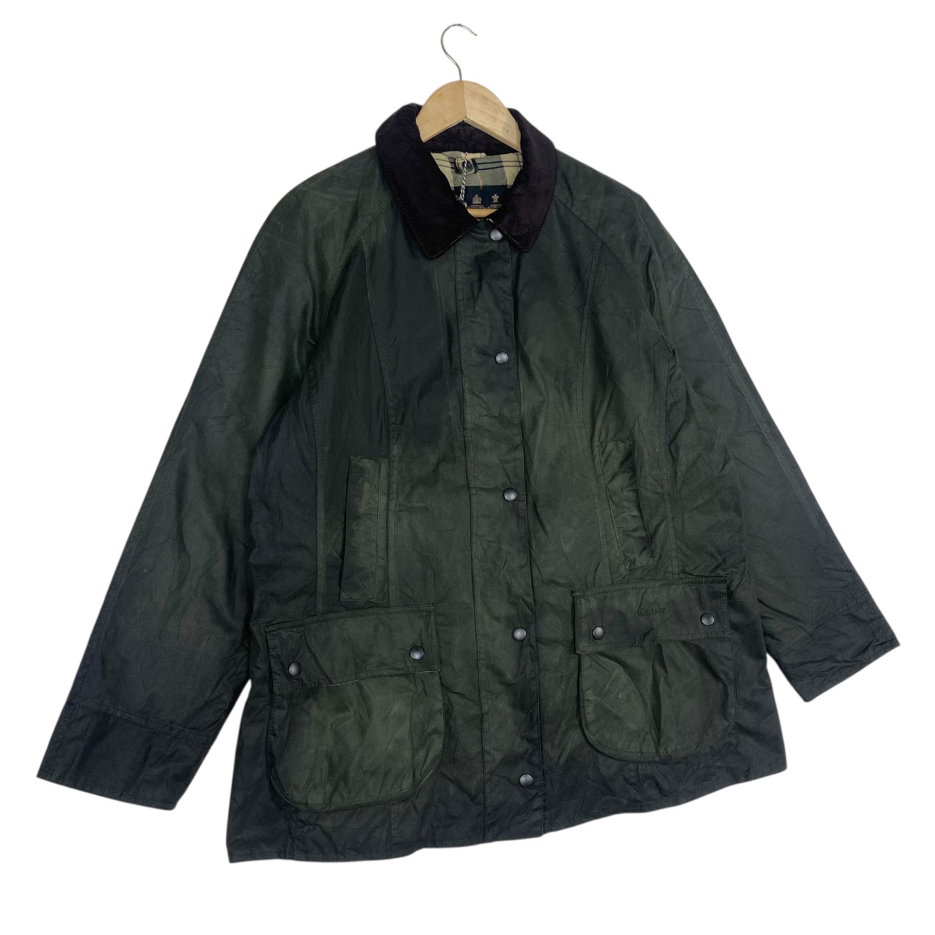 Barbour 💥 VINTAGE BARBOUR OLIVE BEDALE WAXED JACKET Size US L / EU 52-54 / 3 - 3 Thumbnail