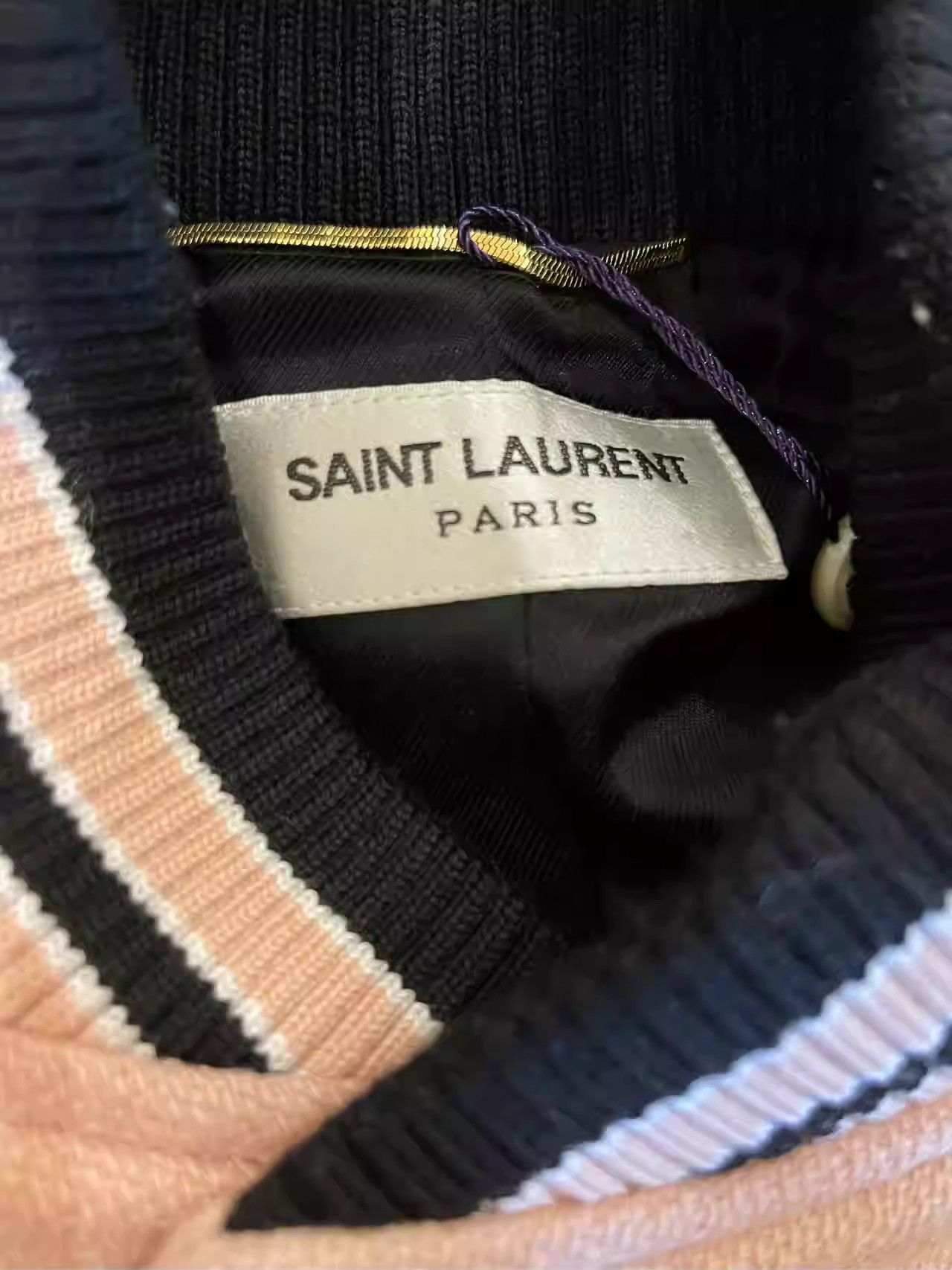 Saint Laurent Paris Saint Laurent Pink Patchwork Leather Baseball Jersey-2505 Size US M / EU 48-50 / 2 - 4 Thumbnail