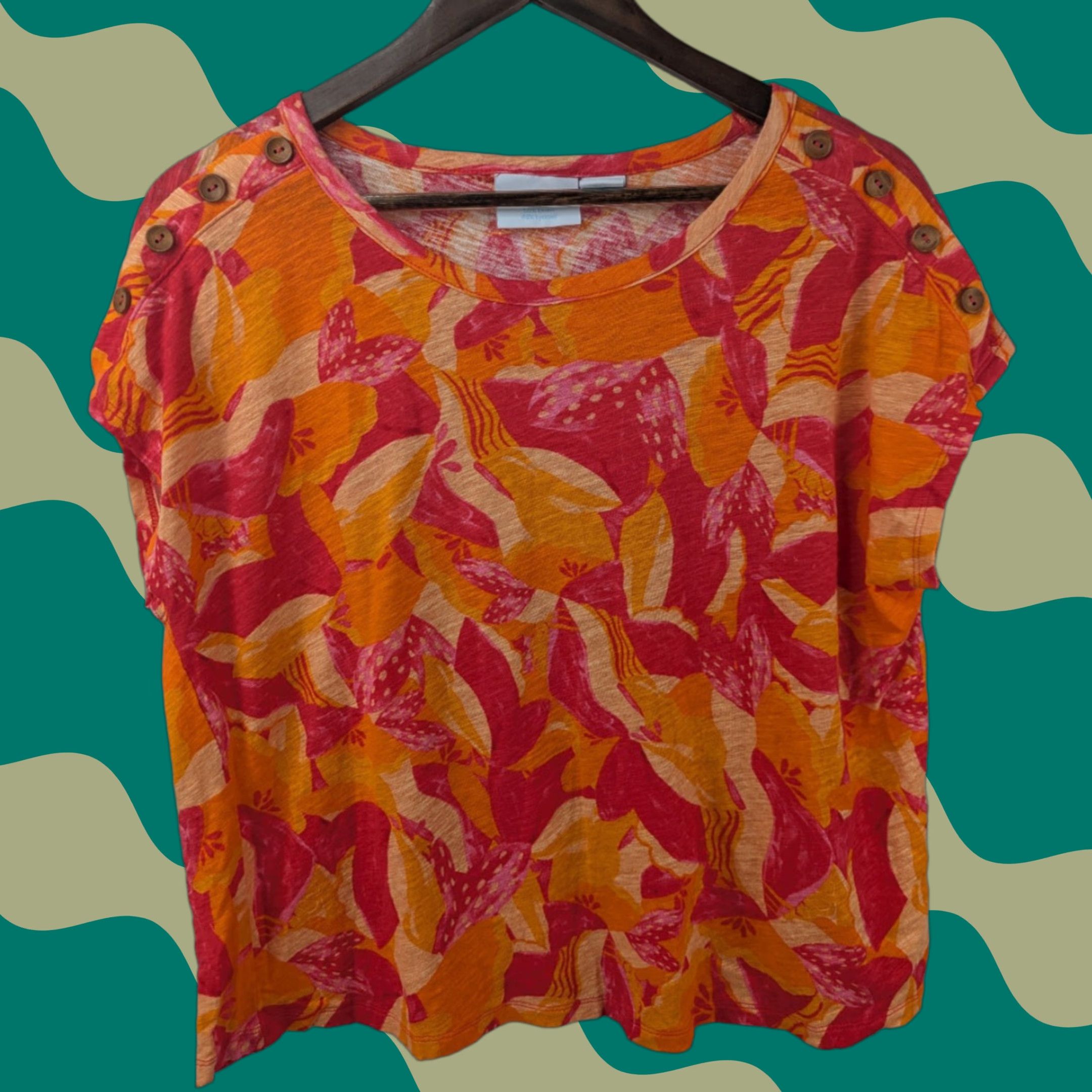 Cynthia Rowley Cynthia Rowley Womens L Boxy Top Orange Pink Scoop Neck Sleeveless Pullover Boho Shirt Size L / US 10 / IT 46 - 1 Thumbnail