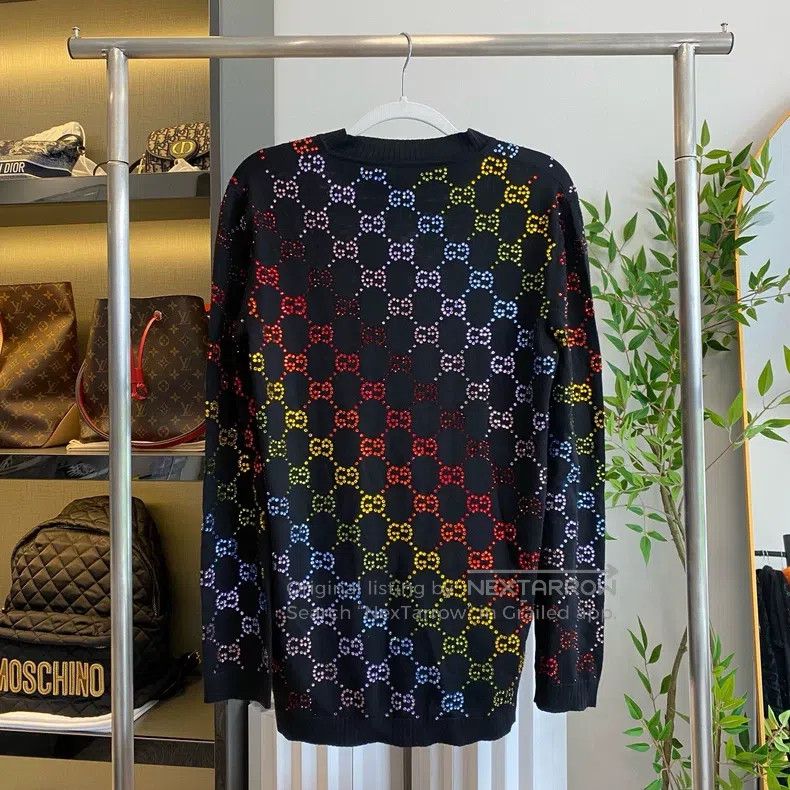Gucci Gucci Colourful rhinestone old flower wool knitted sweatsh Size US M / EU 48-50 / 2 - 2 Thumbnail