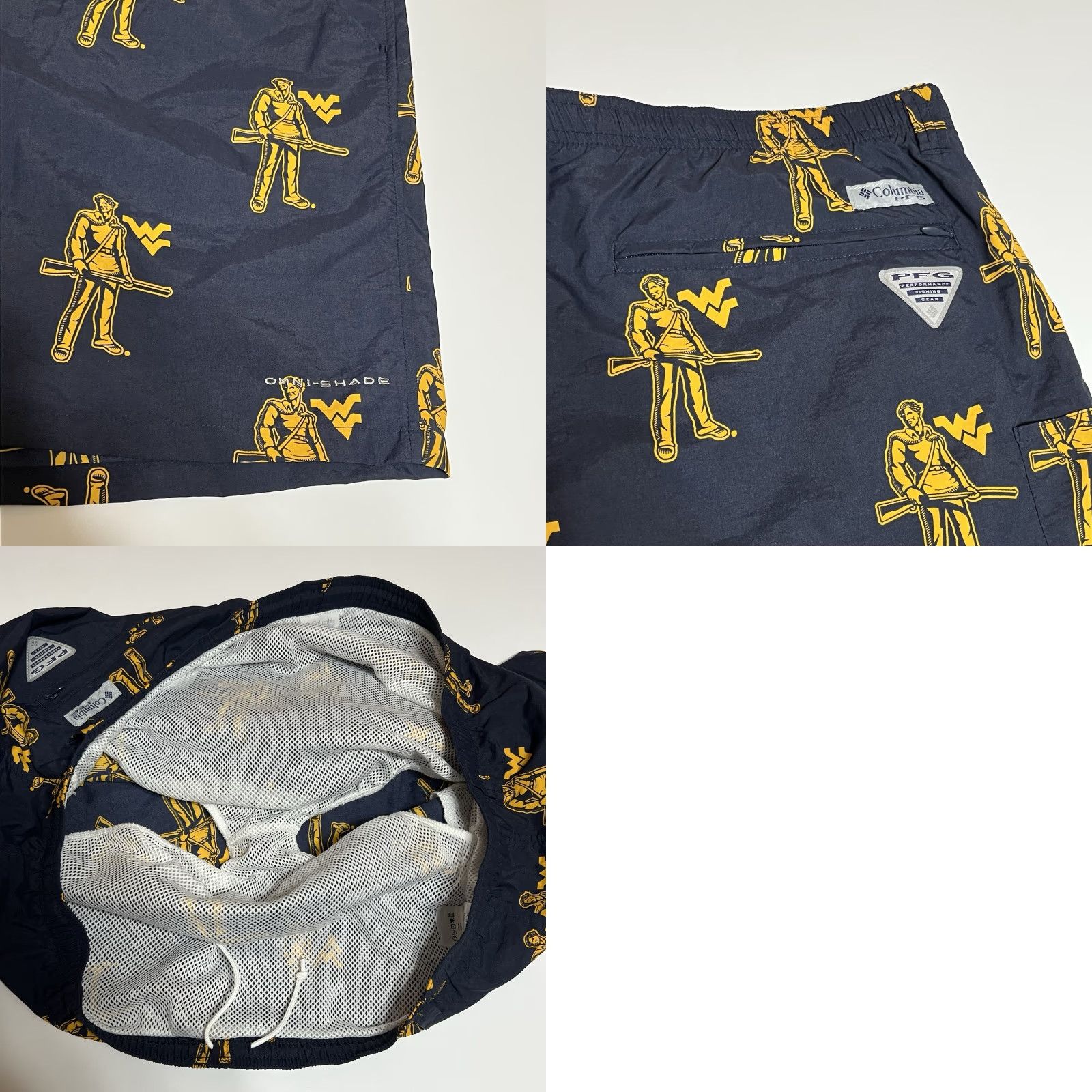 Vintage Columbia PFG Swim Trunks West Virginia Mountaineers Mens 3X Lined Short WVU Blue Beach Outdoor Trunks Mens Size US 39 - 8 Thumbnail