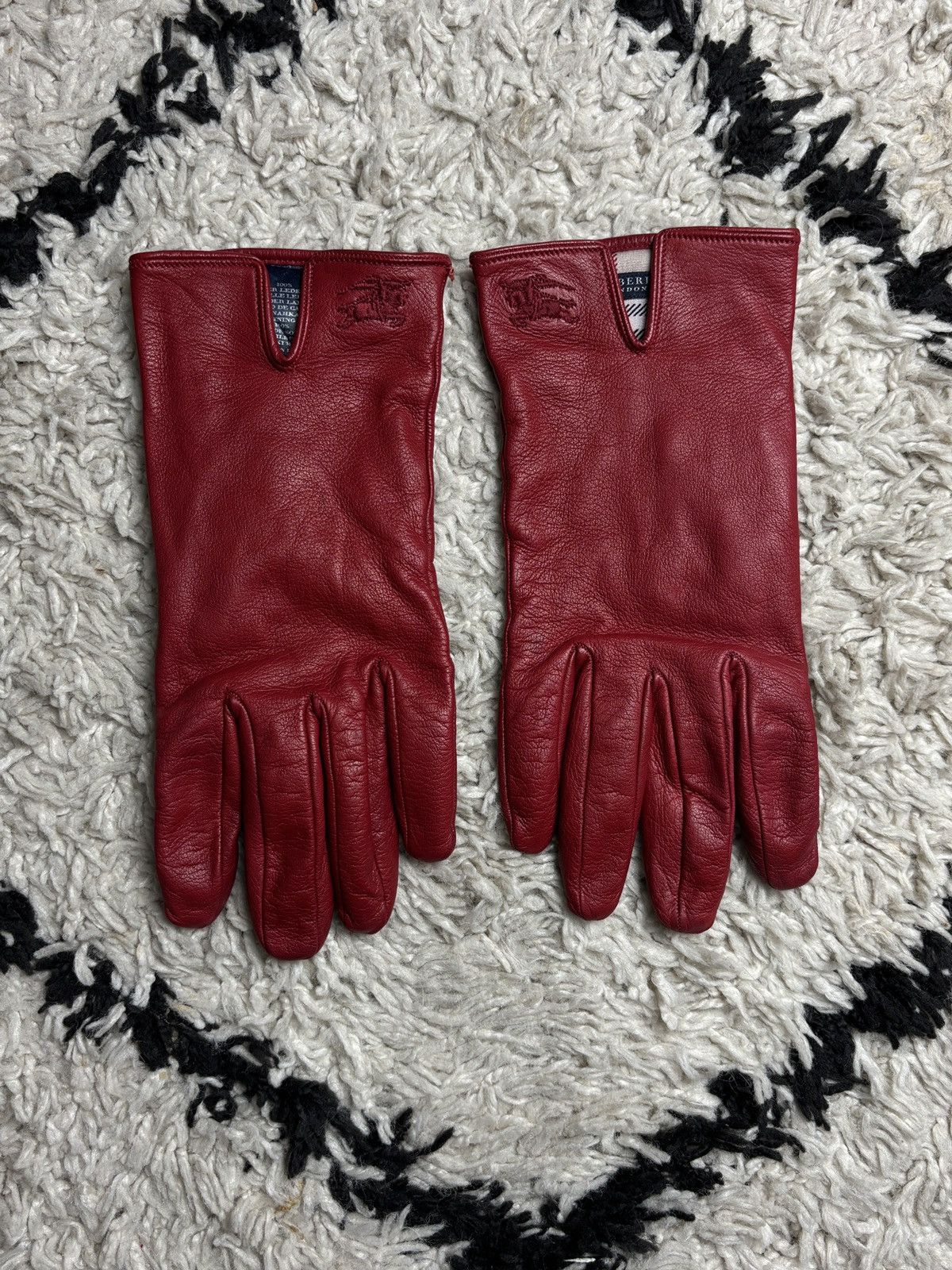 Burberry Burberry London Red Leather Vintage Gloves Size ONE SIZE - 1 Thumbnail