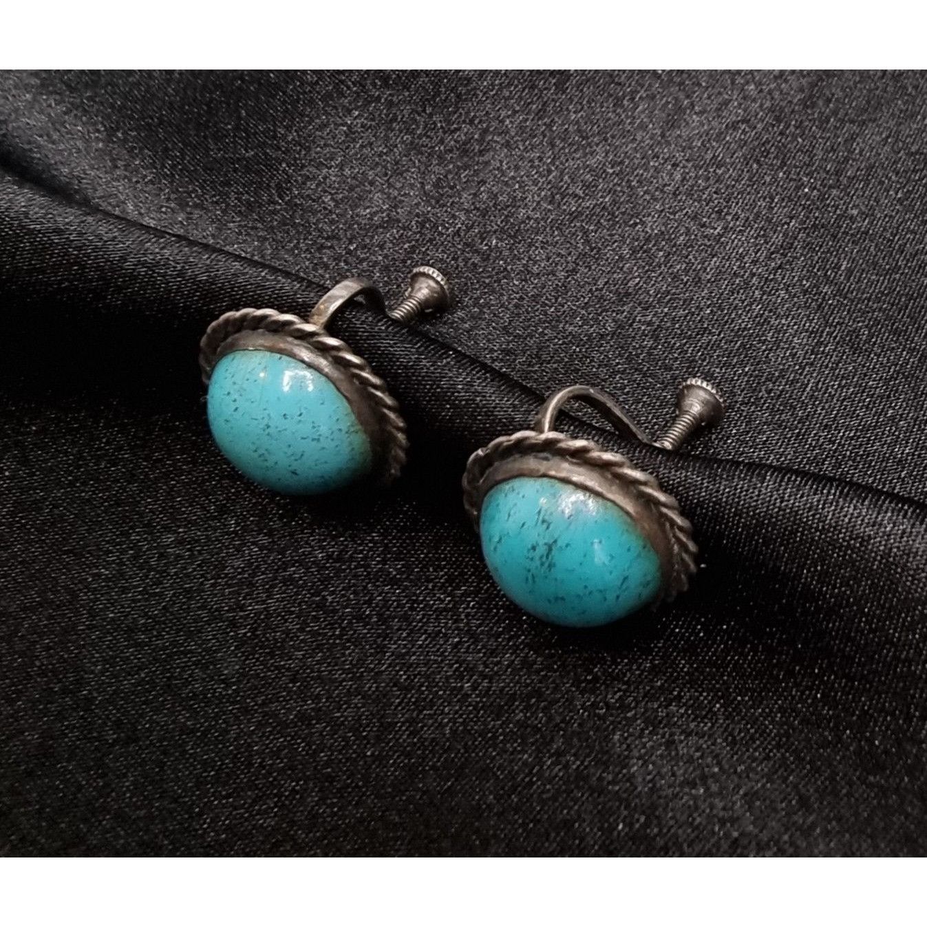 Vintage Vintage 1980S-1990S Howlite Sterling Silver 925 Screw Back E Size ONE SIZE - 3 Thumbnail