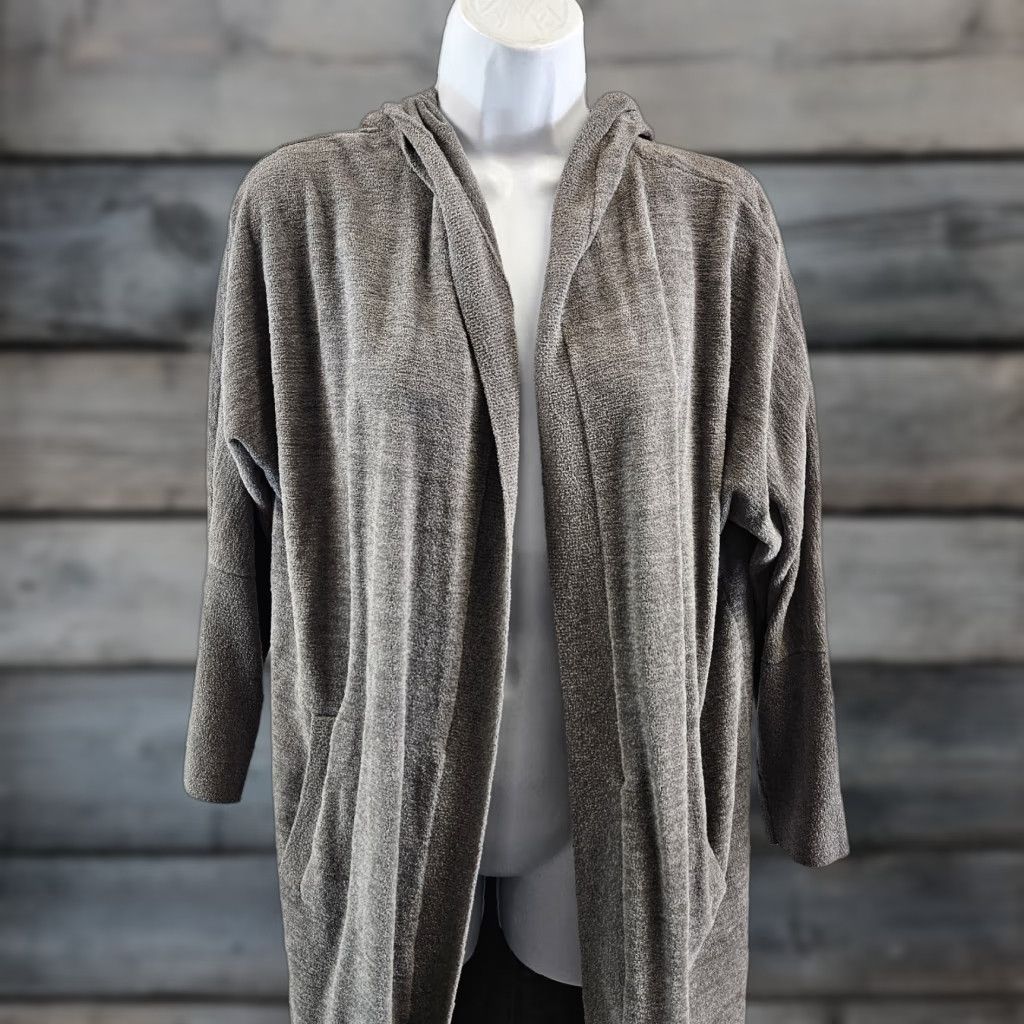 Vintage Barefoot Dreams Womens CozyChic Ultra Lite Hooded Cardigan Sz Small Gray Cardigan Womens Small Gray Hooded CozyChic Ultra Lite Size S / US 4 / IT 40 - 1 Thumbnail