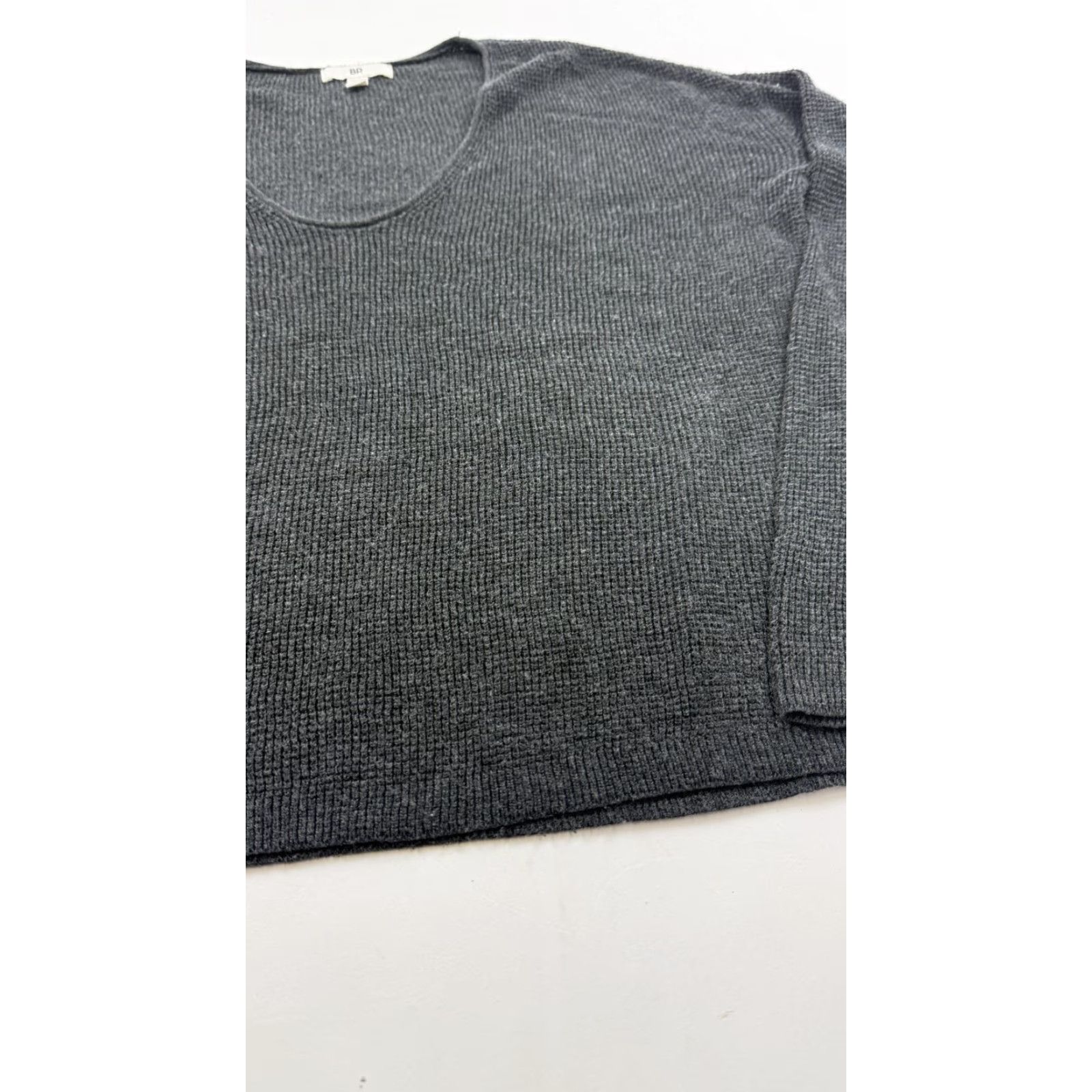 Vintage BP. Sweater Pullover Womens XS Gray Waffle Knit Scoop Neck Long Sleeve Cropped Size XS / US 0-2 / IT 36-38 - 2 Thumbnail