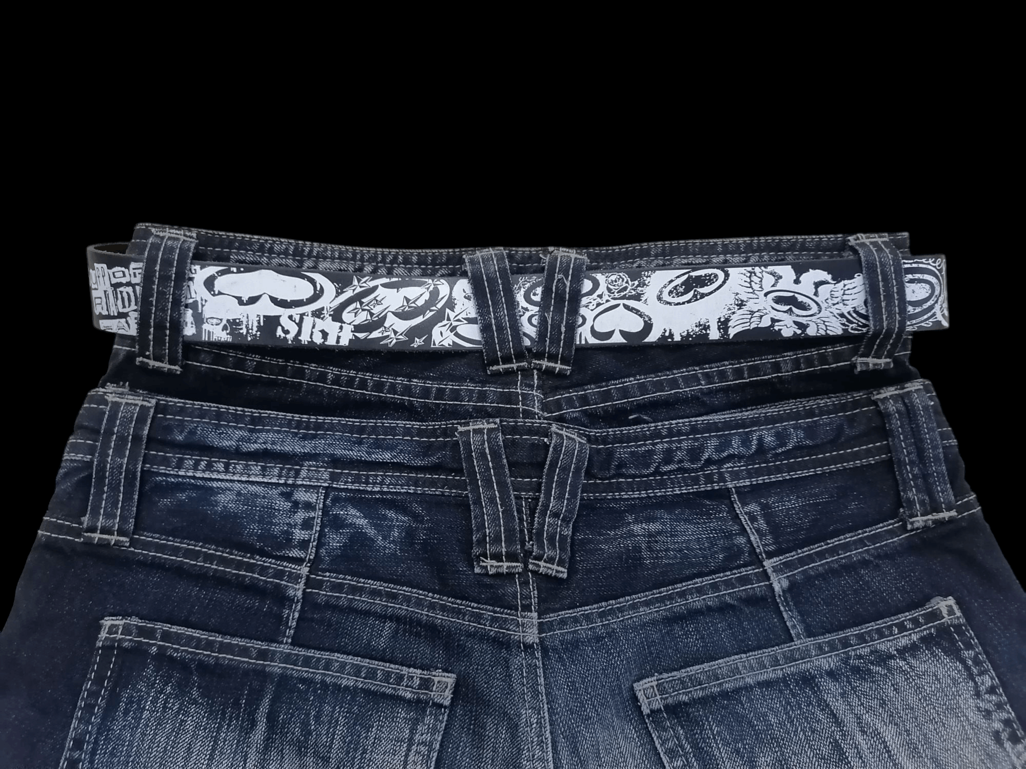 Genuine Leather S.R.H Pure Pewter Big Buckle Over Print Leather Belts Size ONE SIZE - 3 Thumbnail