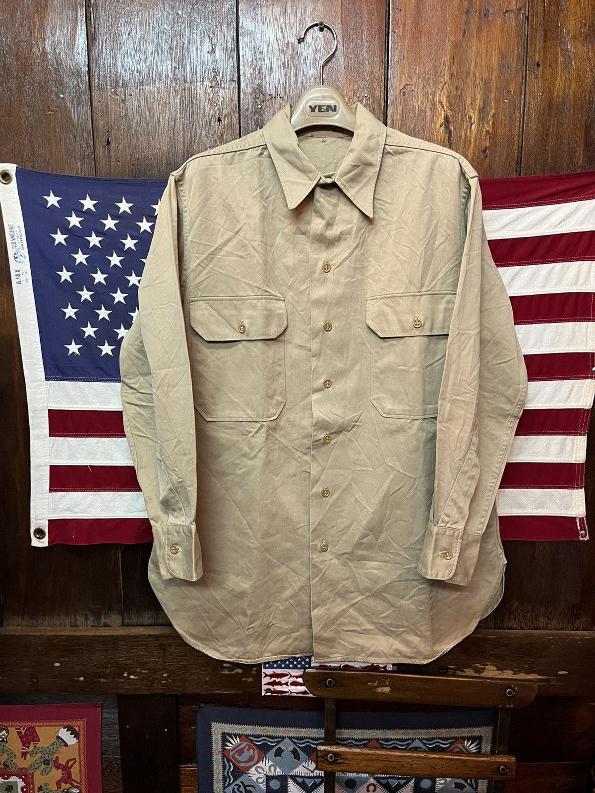 Other Vintage 1950s USMC “Charlie” Khaki Shirt - Korean War Era Size US L / EU 52-54 / 3 - 1 Thumbnail