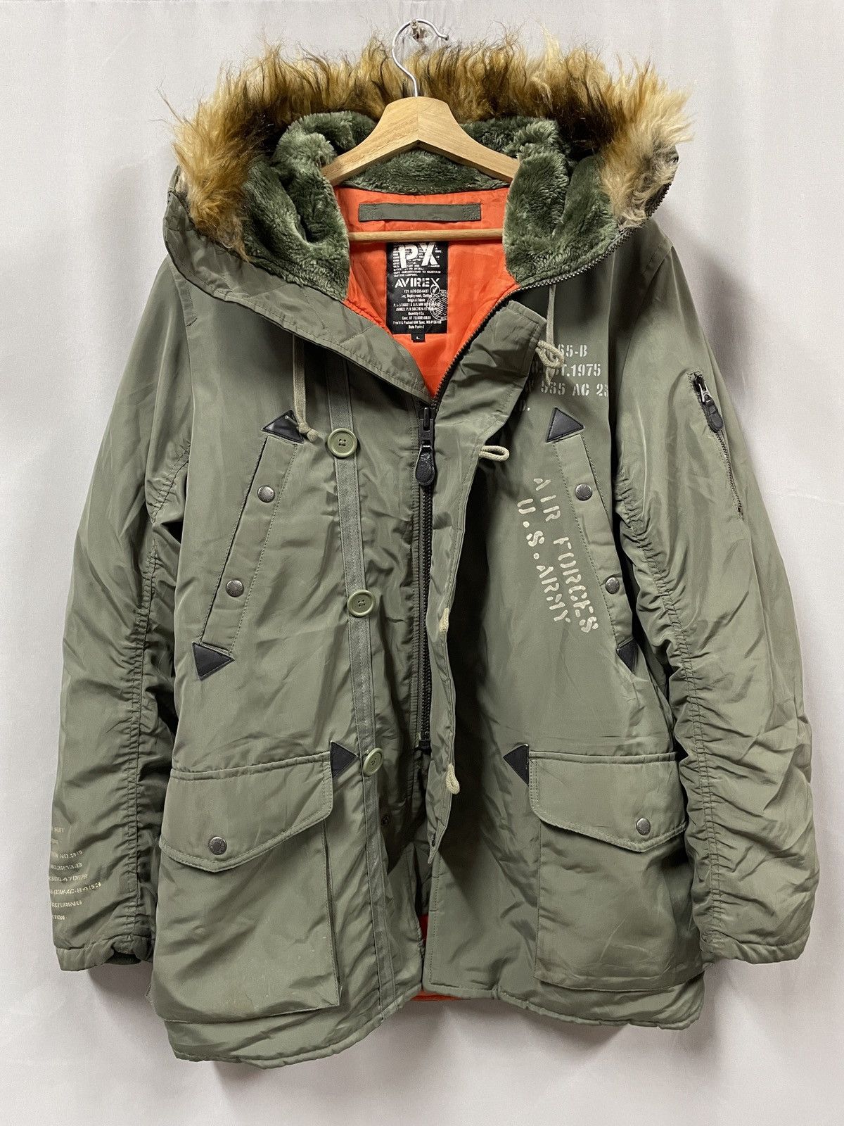 Military AVIREX N-3B parka jacket green size L | Grailed