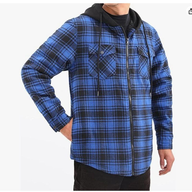 The Unbranded Brand SIZE SMALL Men's Sherpa Lined Full Zip HoodPlaid ShirtJacket Size US XL / EU 56 / 4 - 2 Thumbnail
