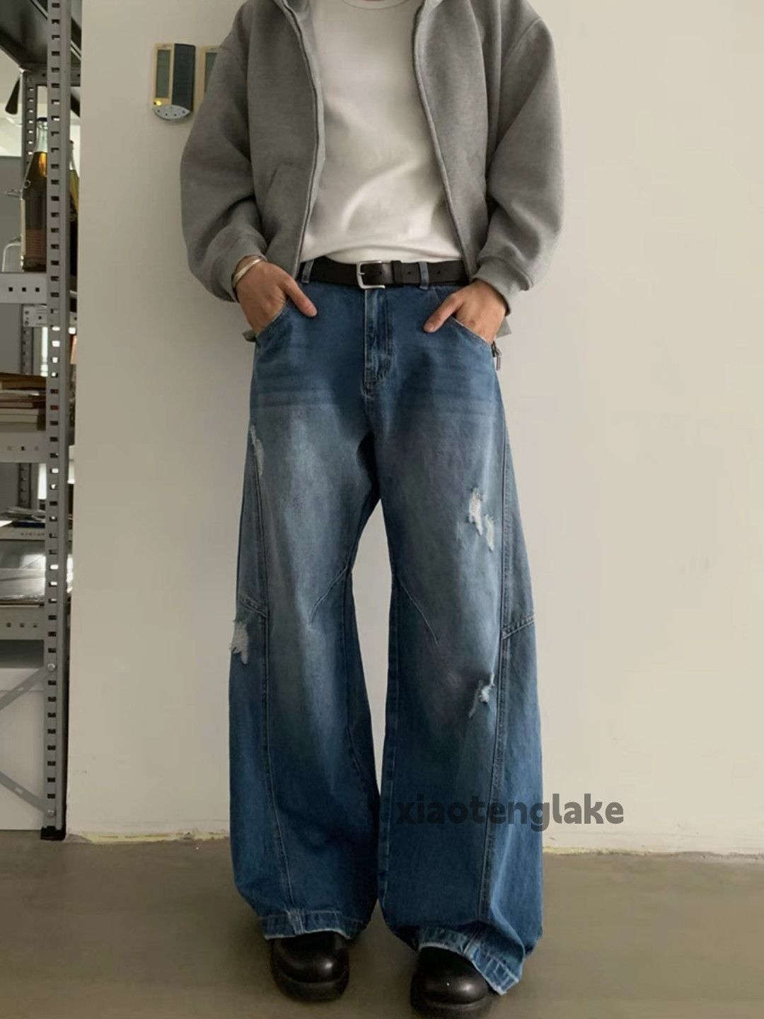 Jean × Vintage washed faded cleanfit yuppie bootcut flared ripped jeans Size US 30 / EU 46 - 2 Thumbnail