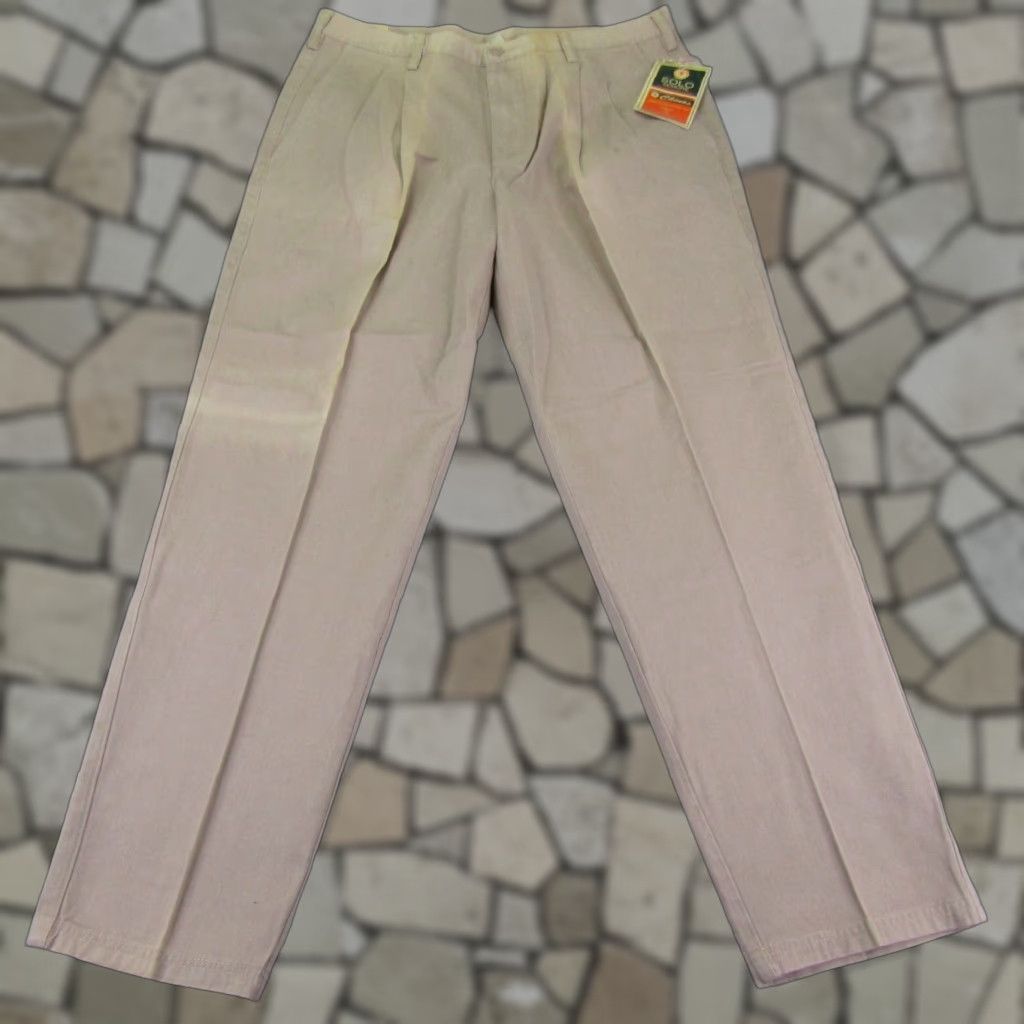 Vintage VINTAGE Solo Semore Pants Mens 38x32 Chino Beige 90s Grunge Deadstock Pleated Button Zipper Pockets Straight Mens Size US 37 - 1 Thumbnail