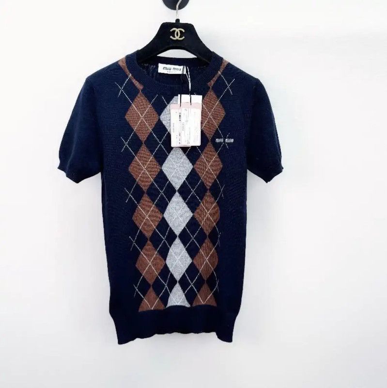 Miu Miu Miu Miu Color Block Cashmere Short Sleeve T-Shirt 0089 Size XS / US 0-2 / IT 36-38 - 1 Thumbnail
