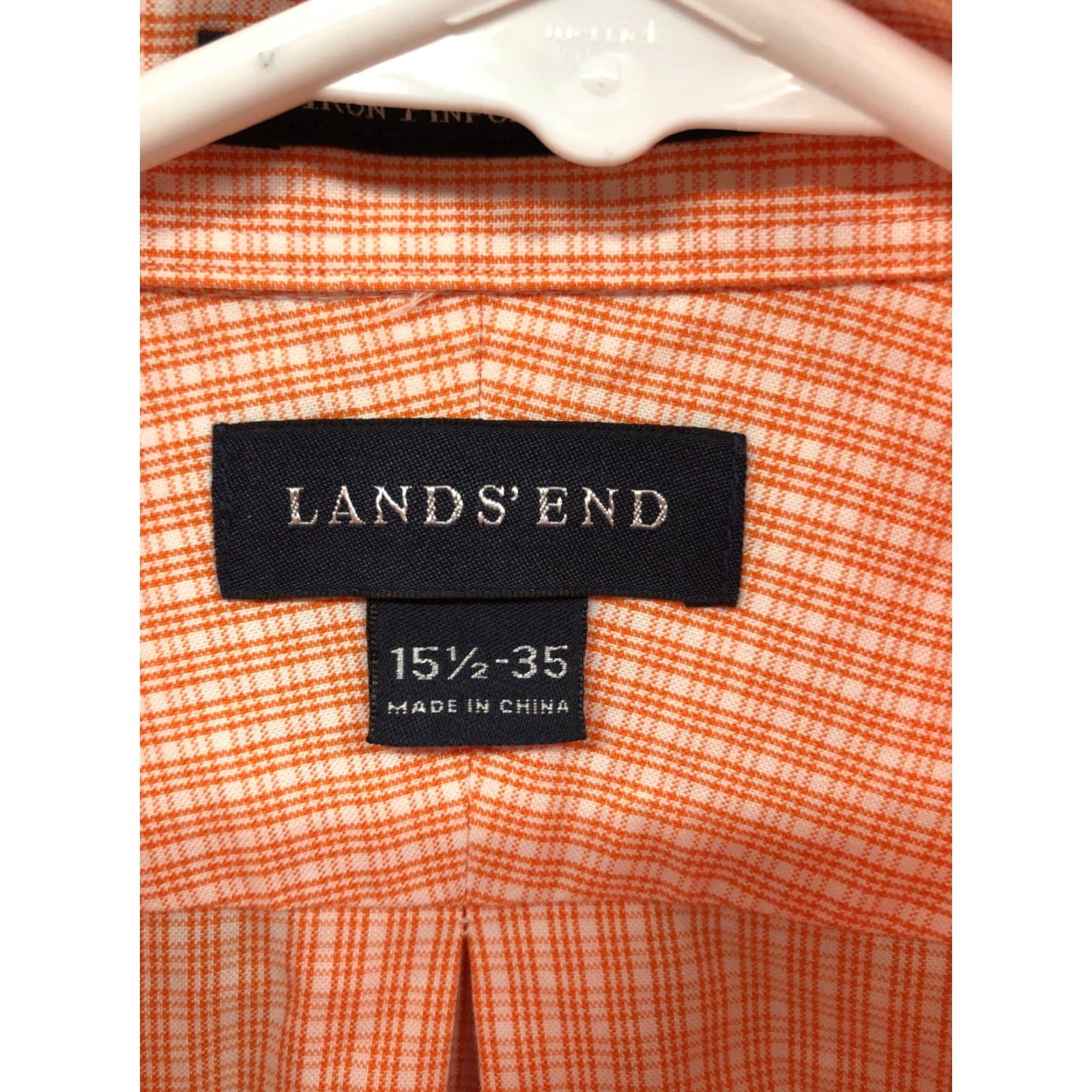 Lands' End Lands' End Shirt Mens 15.5 Orange Plaid Button-Down Long Sleeve Collar Vintage No Size US L / EU 52-54 / 3 - 6 Thumbnail