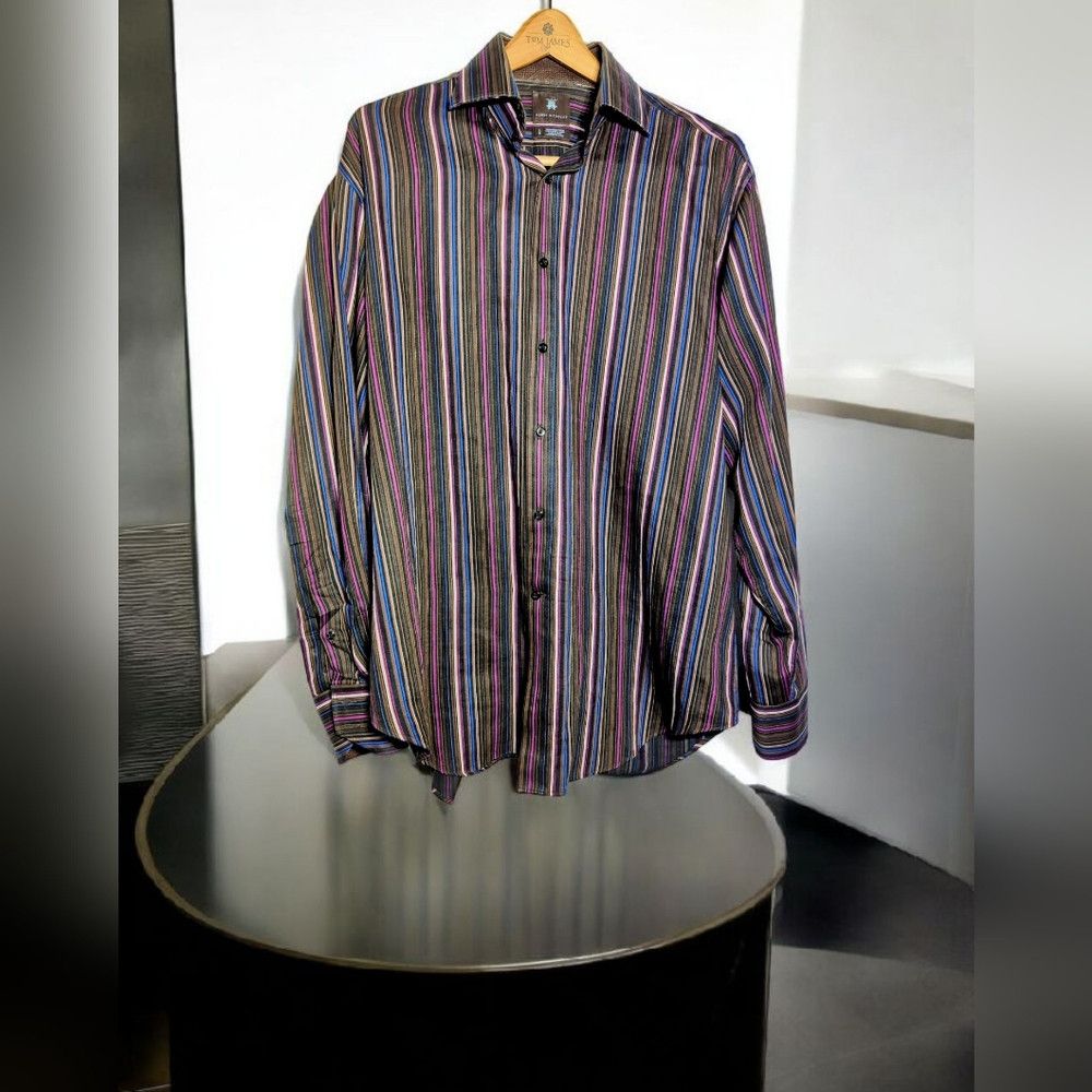 Other Harry Nicholas Sz L Black and Blue Casual Button Down Shirt Size US L / EU 52-54 / 3 - 1 Thumbnail