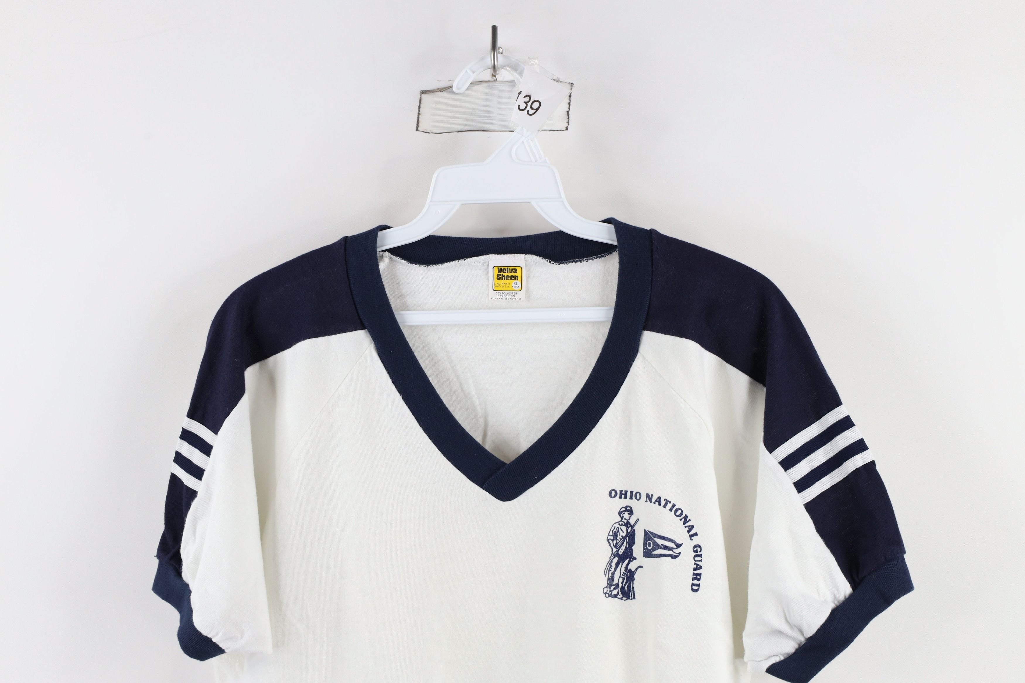 Vintage Vintage 70s 80s Ohio National Guard Ringer T-Shirt White USA Size US XL / EU 56 / 4 - 2 Thumbnail