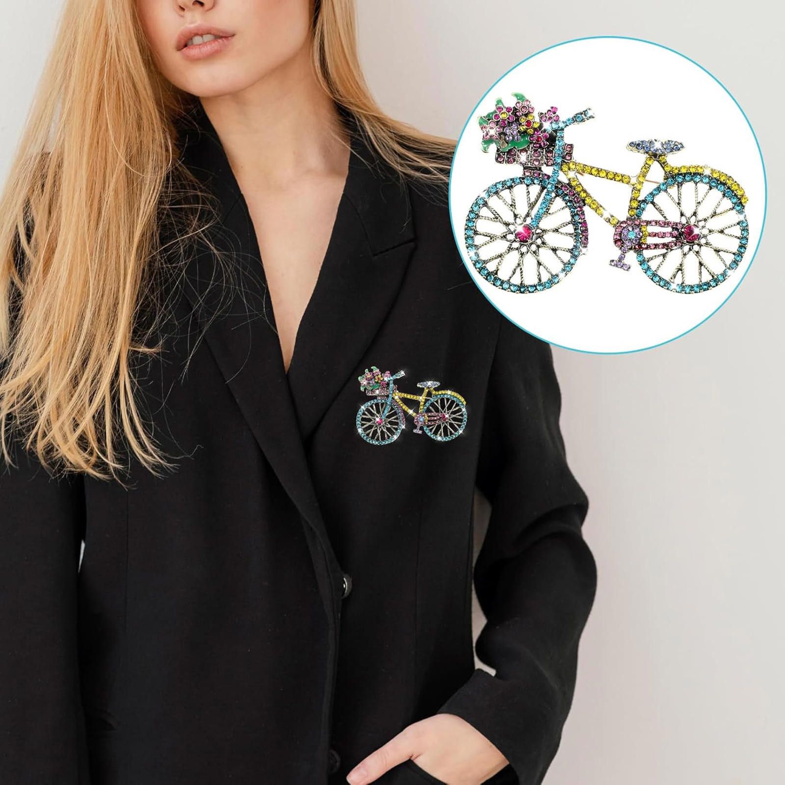 Designer Bike Bicycle Brooch Pin Crystal Rhinestone Creative Retro Size ONE SIZE - 5 Thumbnail