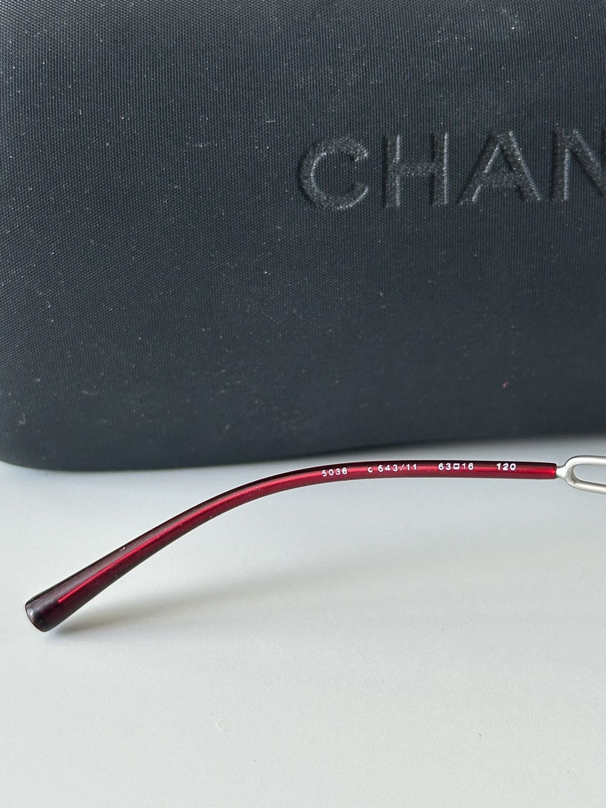 Vintage CHANEL Burgundy Rectangular Blue Leans Sunglasses 5038 Y2K Size ONE SIZE - 10 Thumbnail