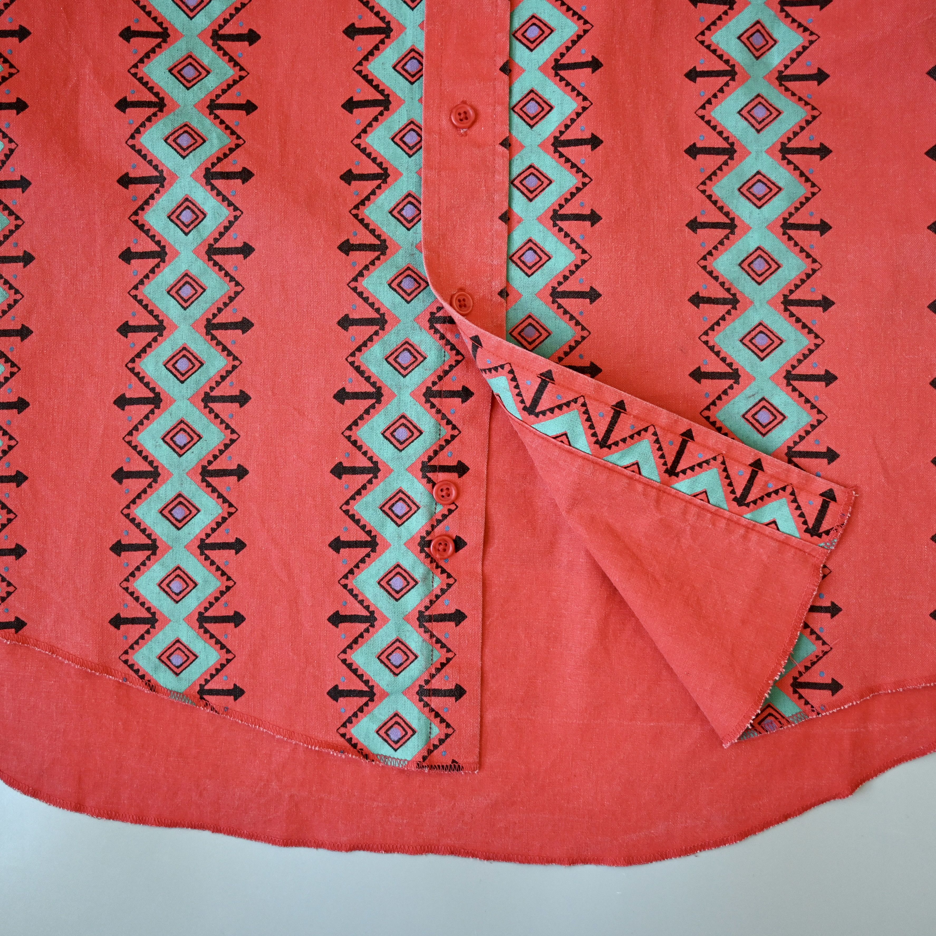 Vintage VTG Wrangler brushpopper shirt Aztec Navajo poppy red 16.5 Size US L / EU 52-54 / 3 - 12 Thumbnail