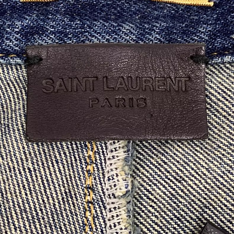 Saint Laurent Paris Saint Laurent Paris Dark blue wash jeans edge leather casu Size 27" / US 4 / IT 40 - 5 Thumbnail