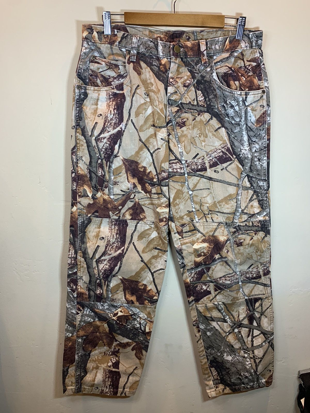 Vintage × Wrangler RARE Vintage Wrangler Camo Double Knee Jeans Camoflage Pants Size US 33 - 1 Thumbnail