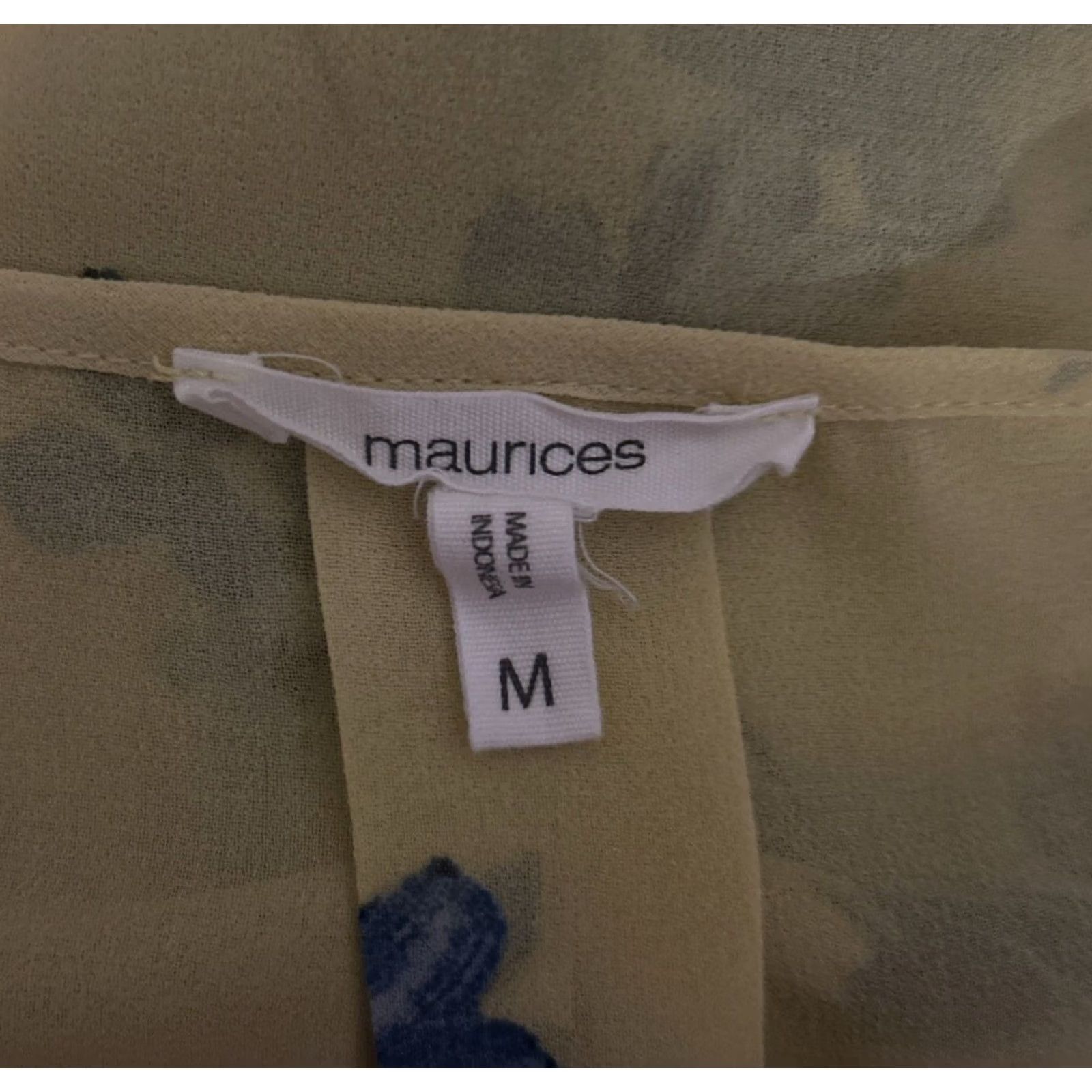 Vintage Maurices Blouse Shirt Womens V-Neck Sleeveless Floral Yellow Med Sheer Knit Polyester Size M / US 6-8 / IT 42-44 - 4 Thumbnail