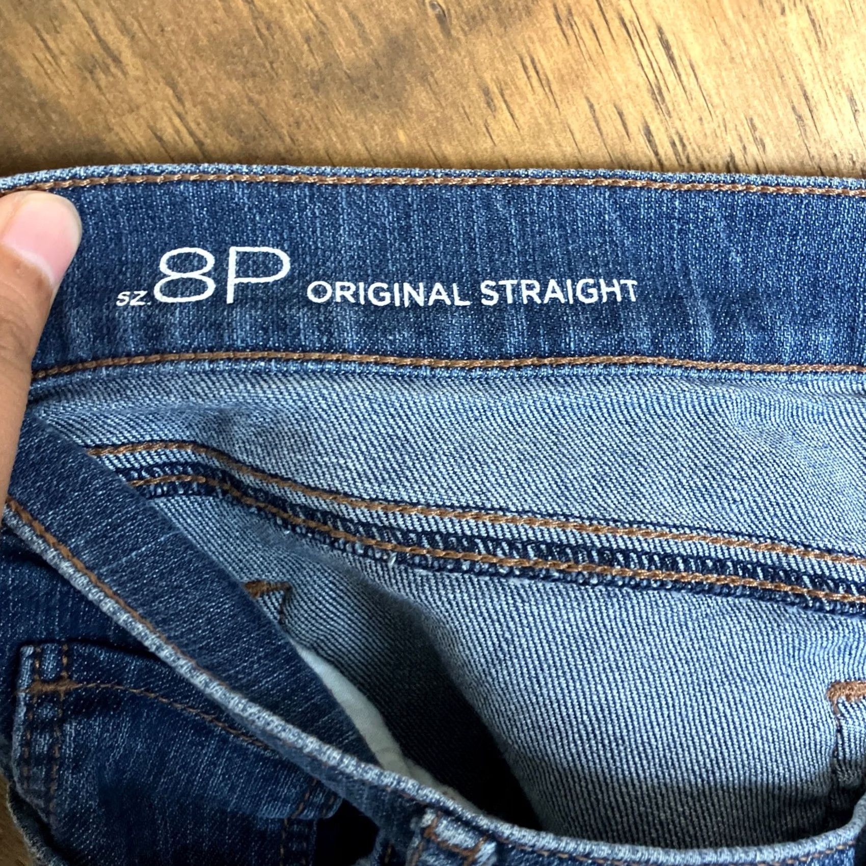 Loft VINTAGE LOFT Womens Jeans Blue Petite Original Straight Leg Mid Rise Raw Hems Stretch 8P Size 30" / US 8 / IT 44 - 5 Thumbnail